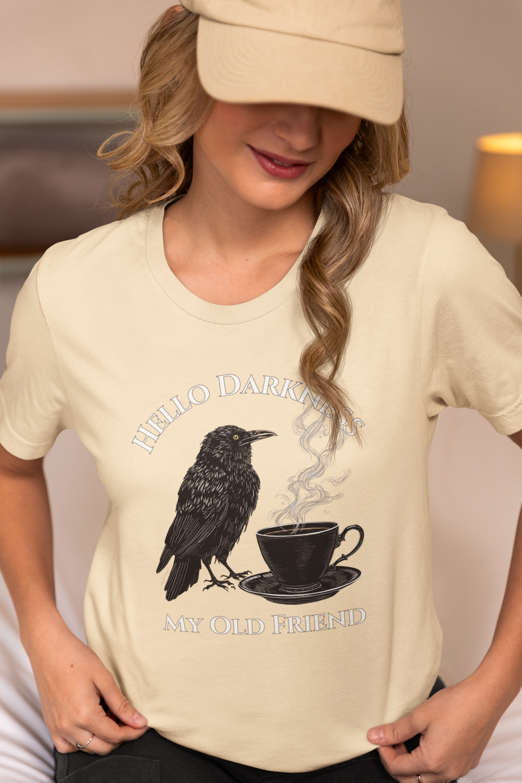 Hello Darkness My Old Friend Raven Coffee T‑Shirt