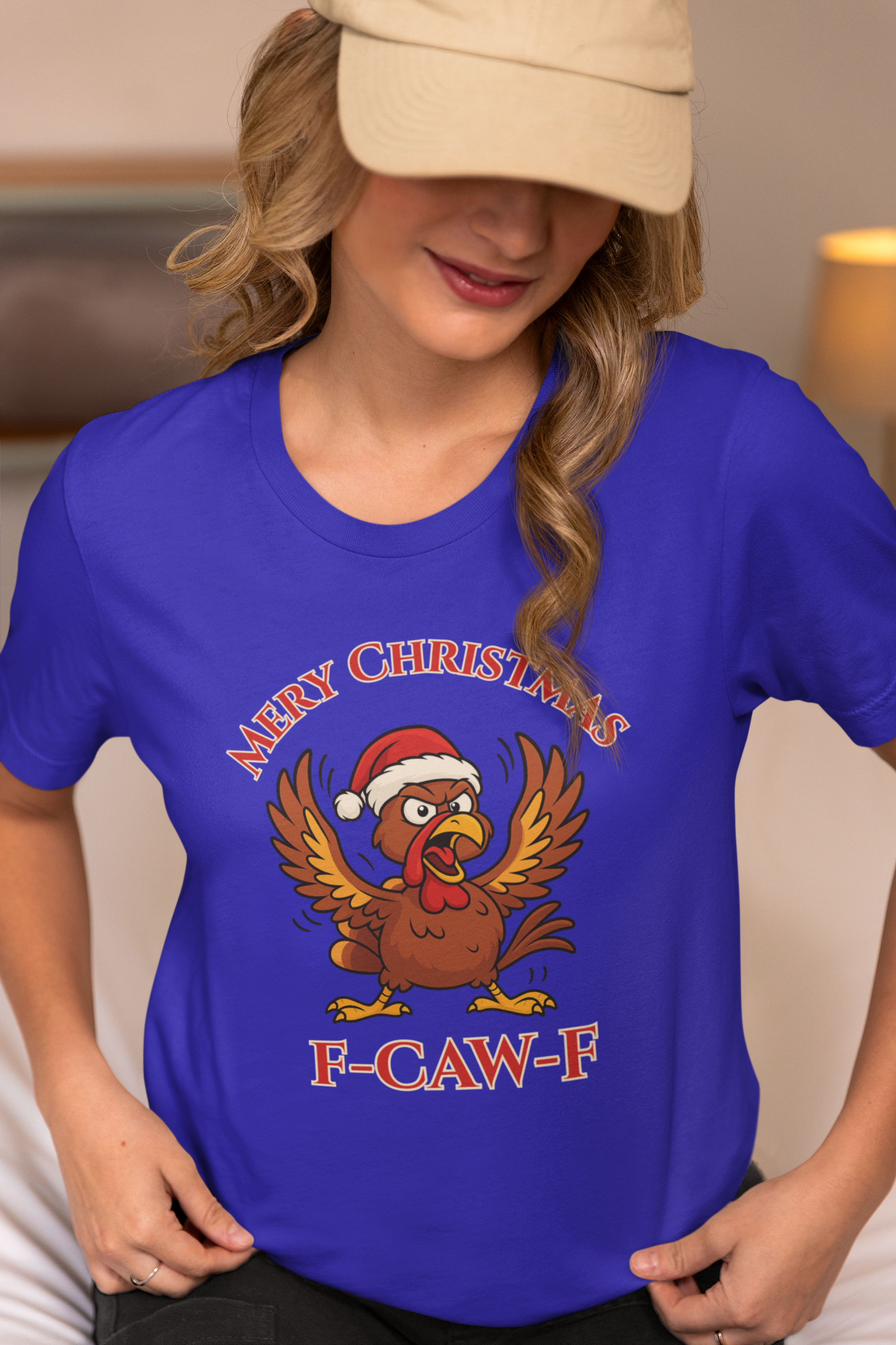 Funny Christmas Turkey Tee - "F-CAW-F" Unisex Short Sleeve T-Shirt