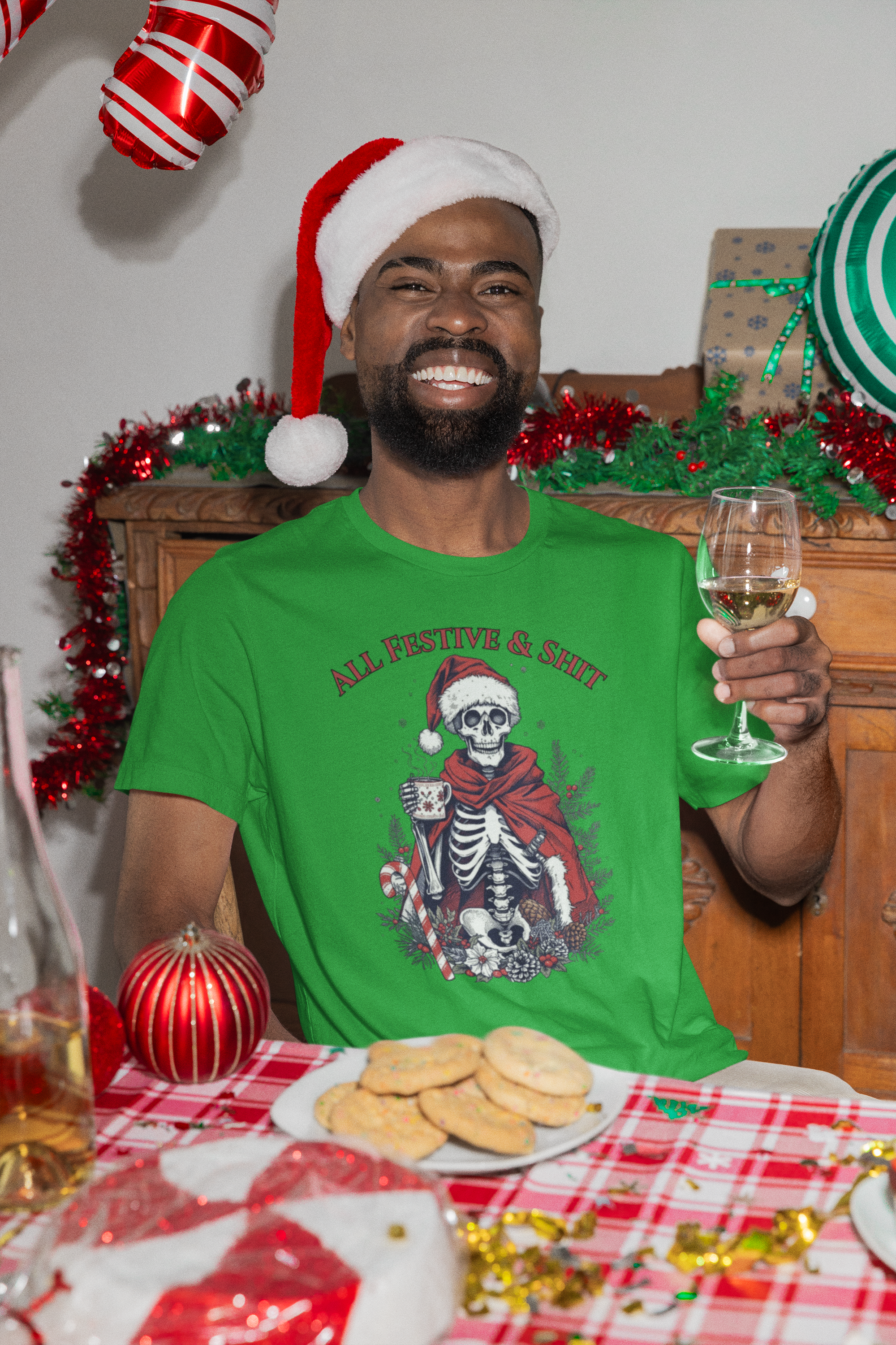 All Festive & Shit Skeleton Christmas Tee