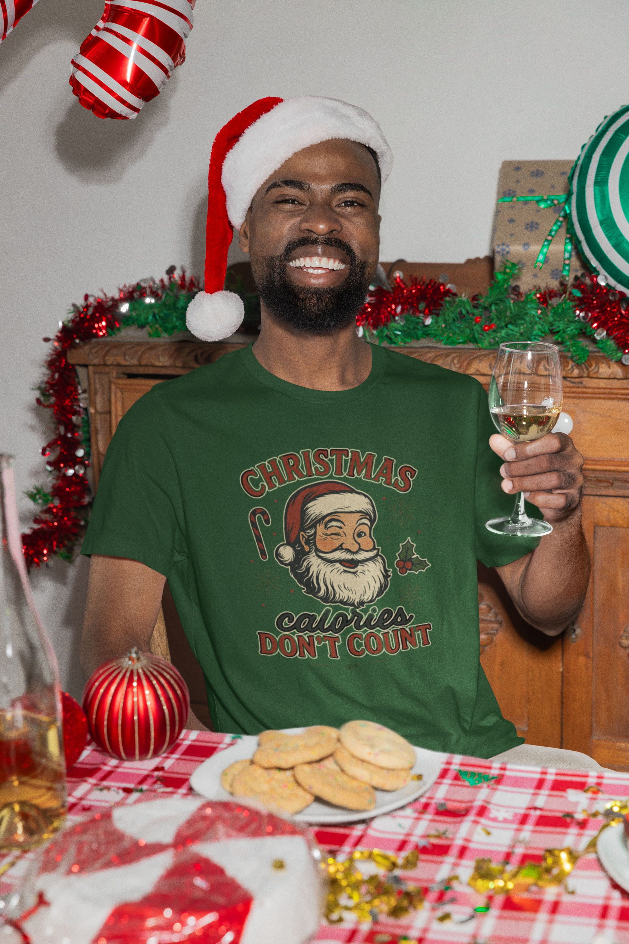 Christmas Calories Don't Count Tee — Vintage Santa Holiday T‑Shirt