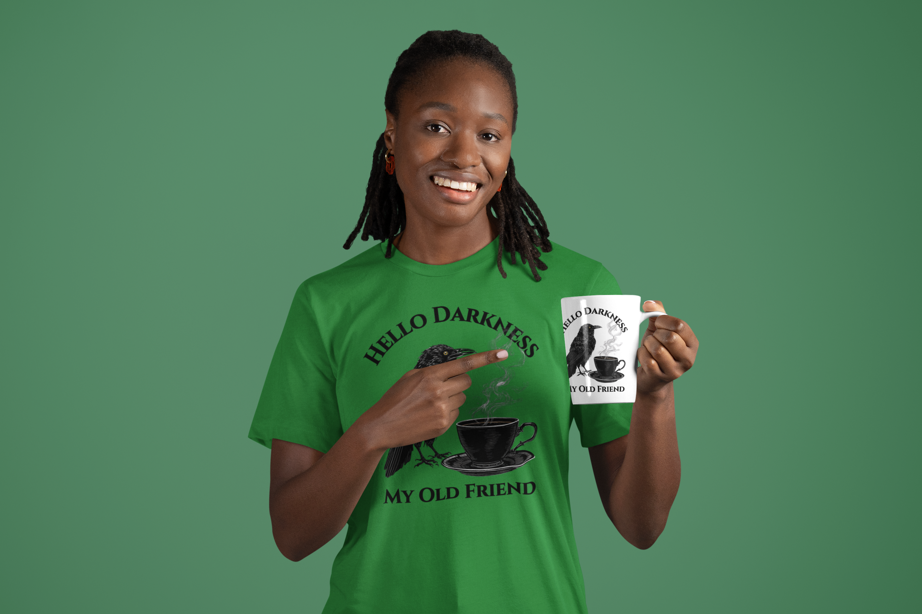 Hello Darkness My Old Friend Raven Coffee Tee