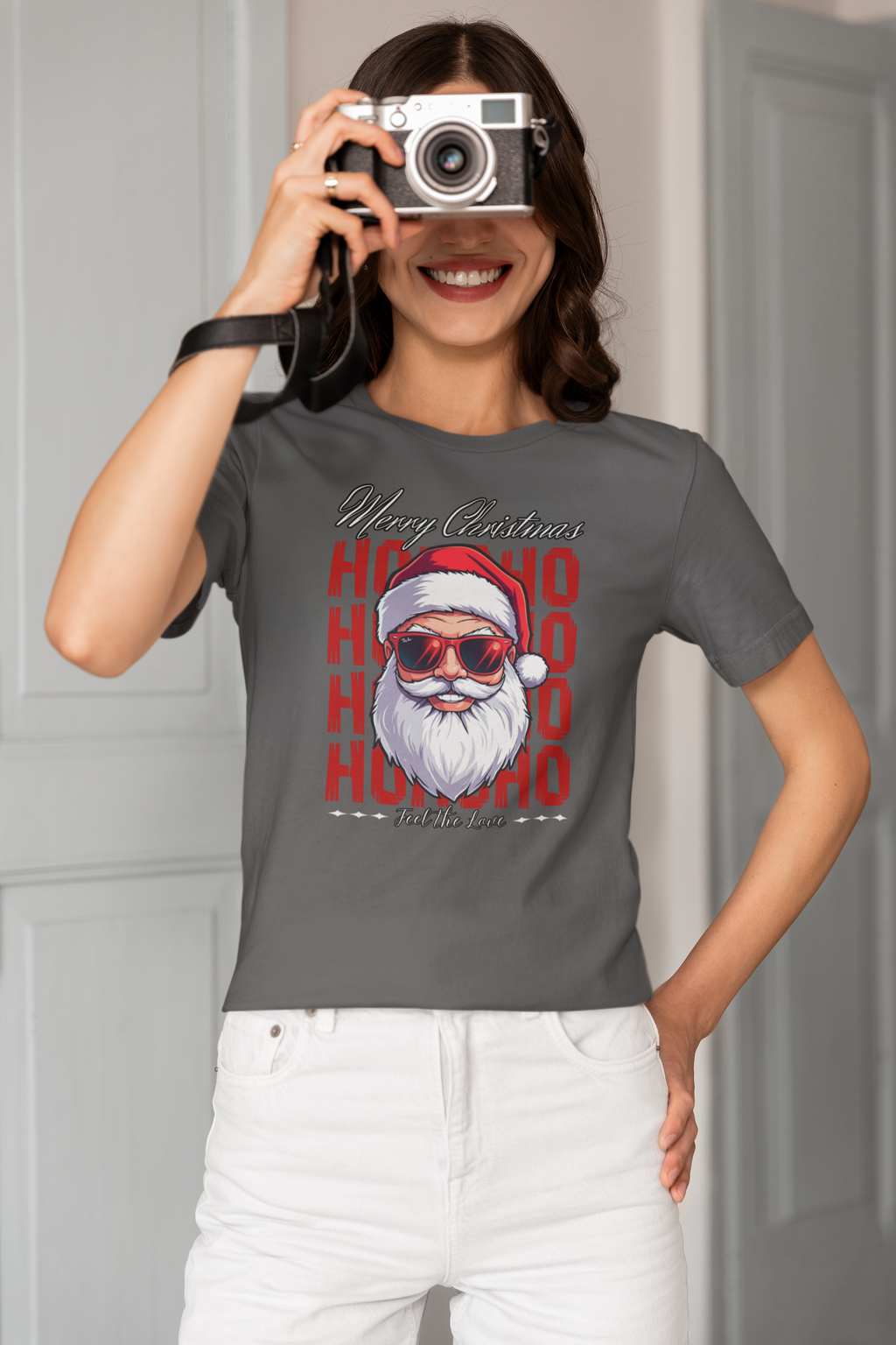 Ho Ho Ho Santa Sunglasses Christmas Tee — "Merry Christmas" Graphic Shirt
