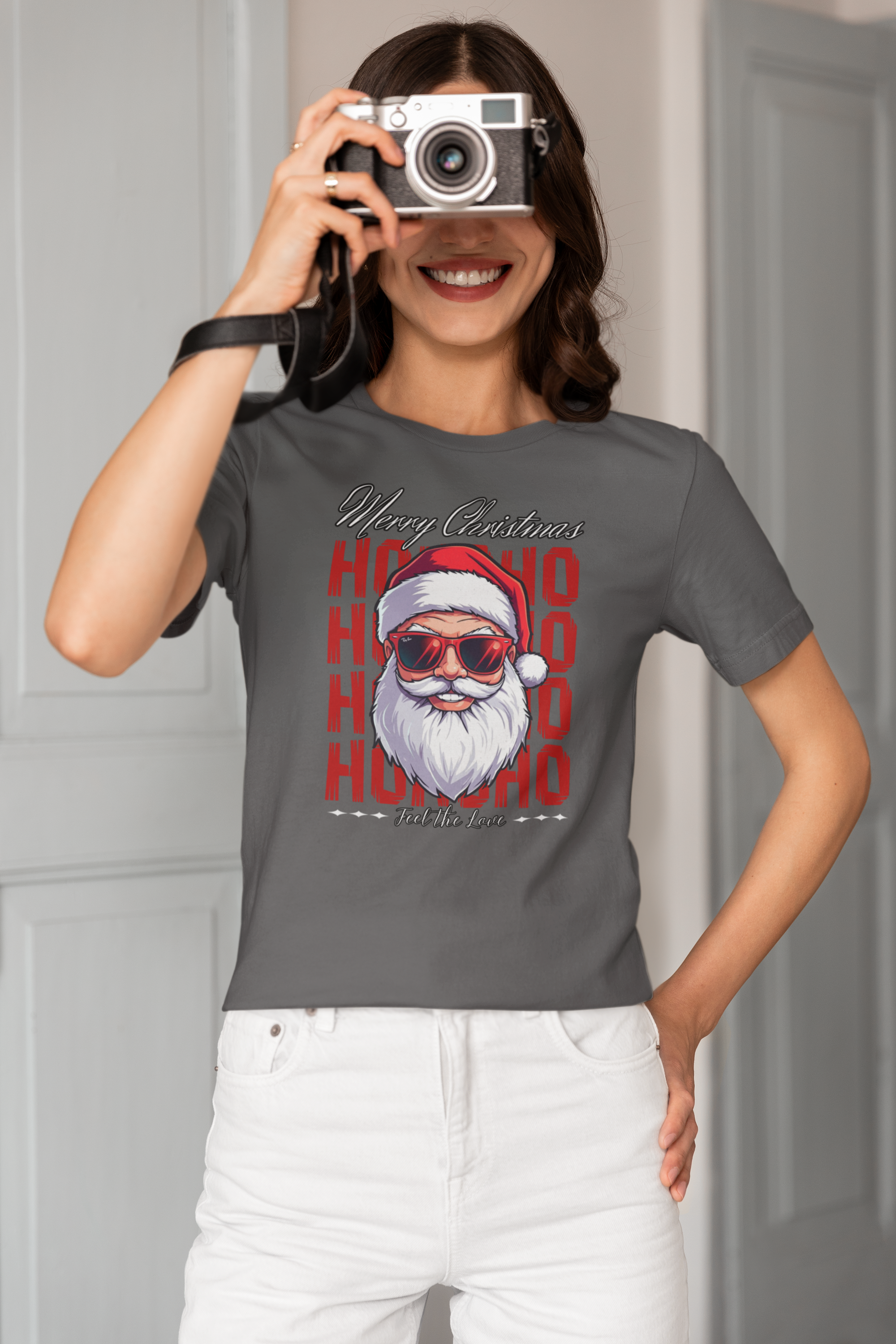 Ho Ho Ho Santa Sunglasses Christmas Tee — "Merry Christmas" Graphic Shirt