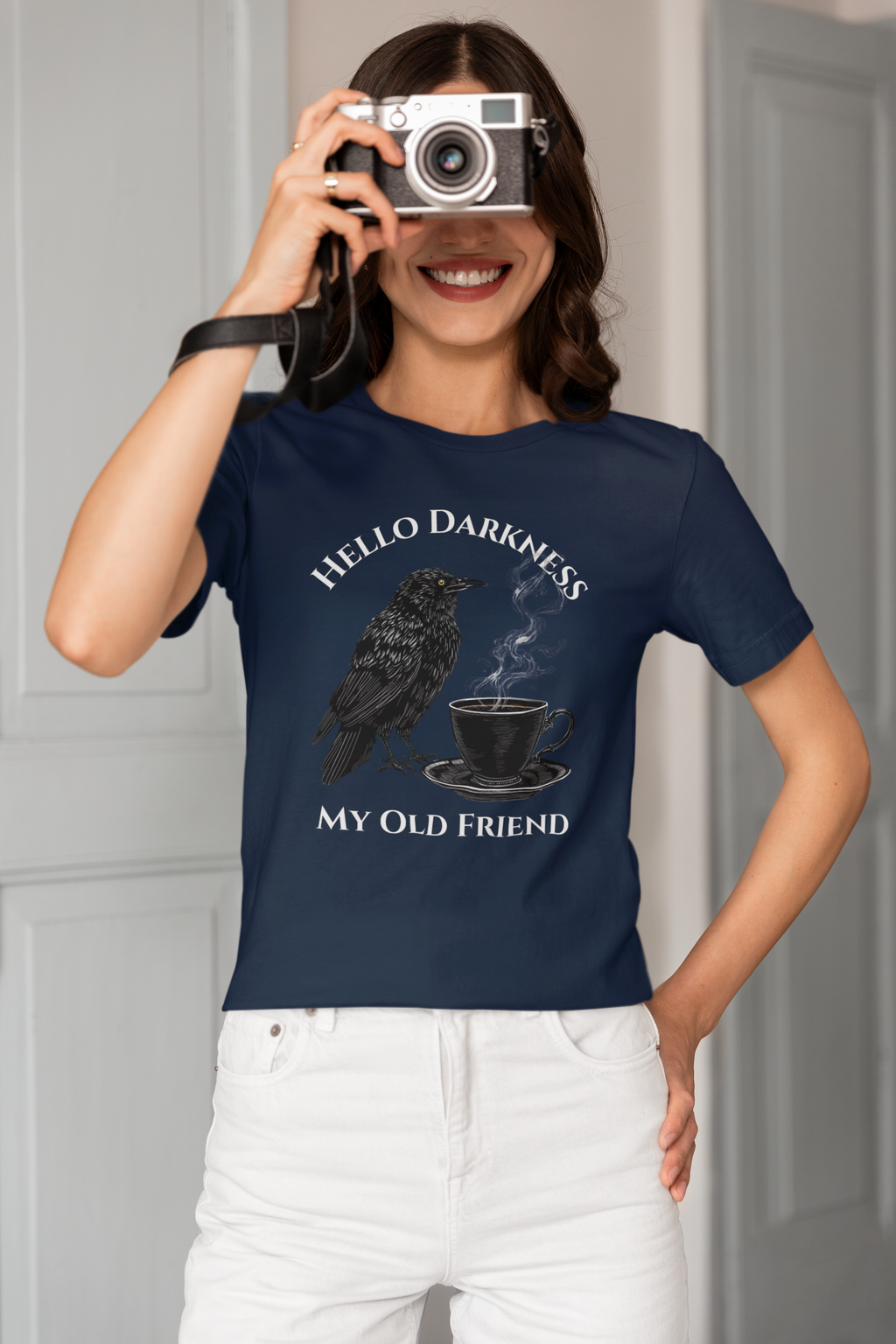 Hello Darkness My Old Friend Raven Coffee T‑Shirt