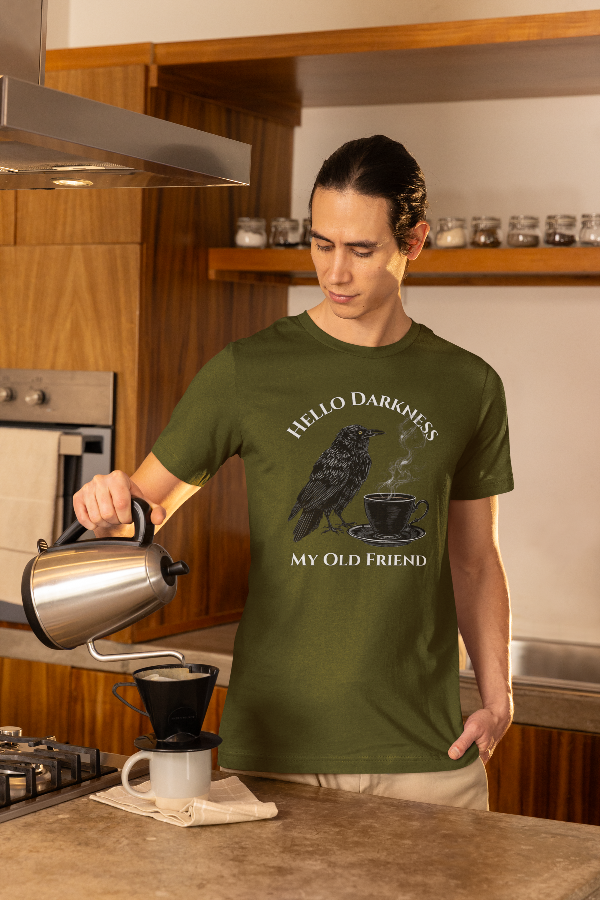 Hello Darkness My Old Friend Raven Coffee T‑Shirt