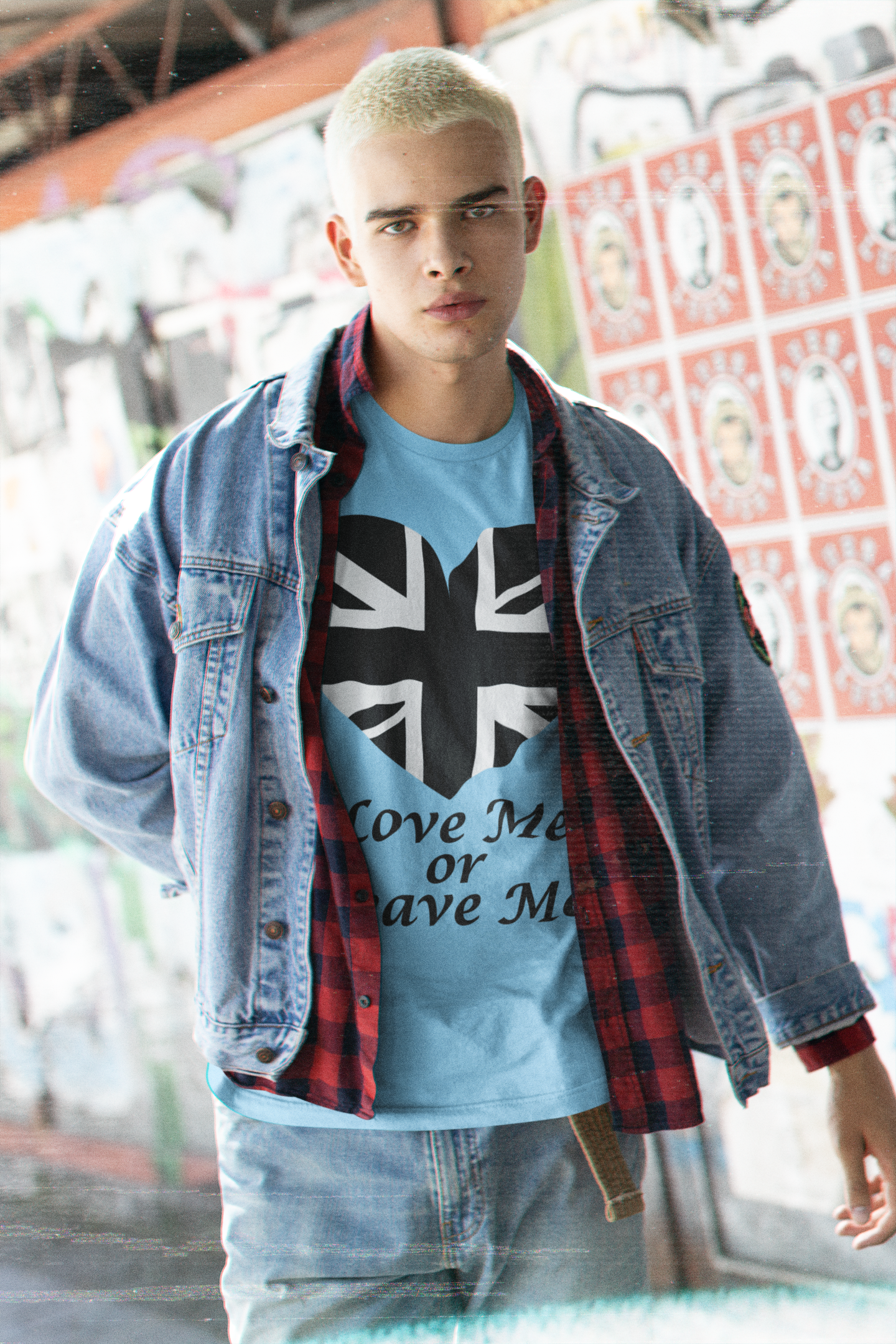 Patriotic  British Union Jack Heart Tee, Love Me or Leave Me Shirt, Unisex T-Shirt, Casual Wear, Gift for Him/Her