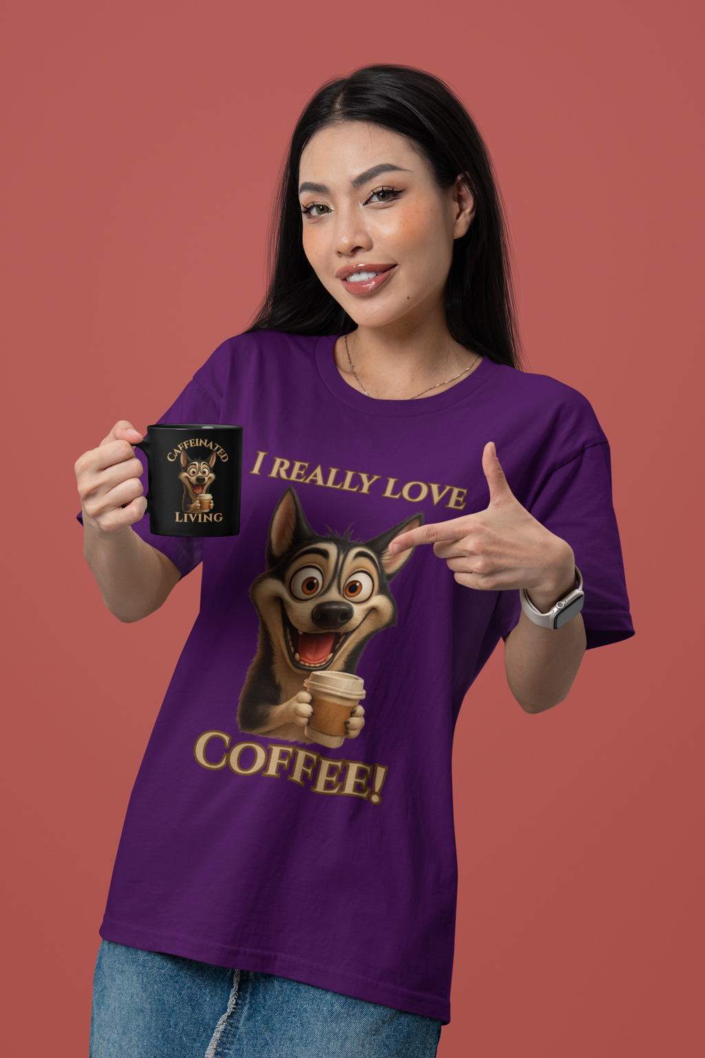 Coffee-Loving Dog Unisex Tee
