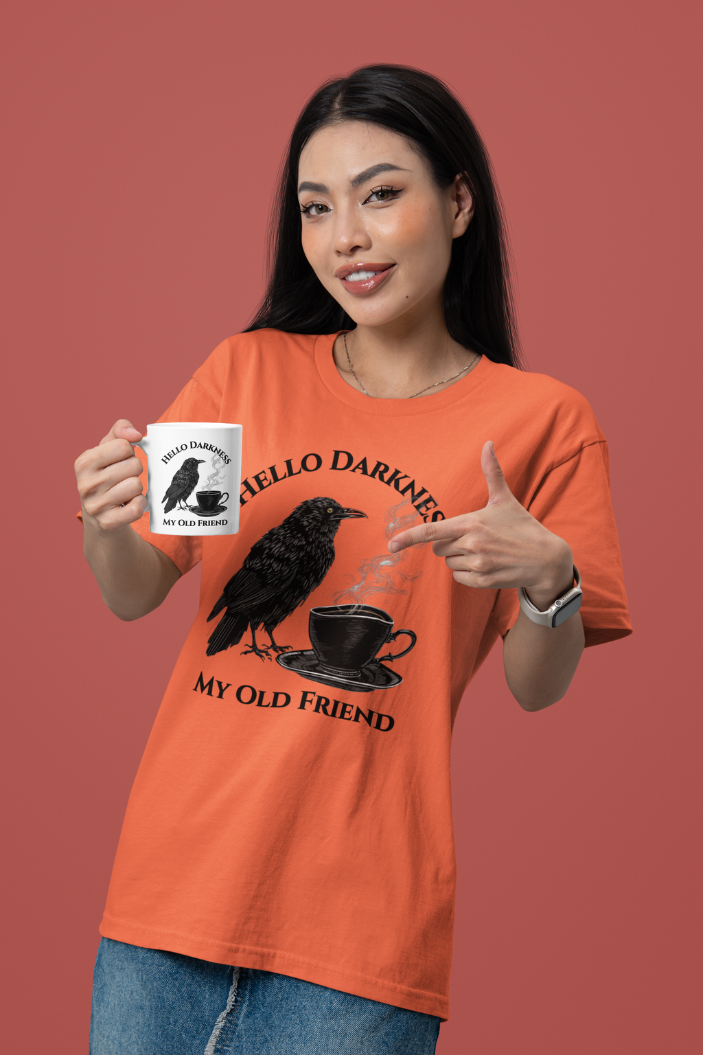 Hello Darkness My Old Friend Raven Coffee Tee