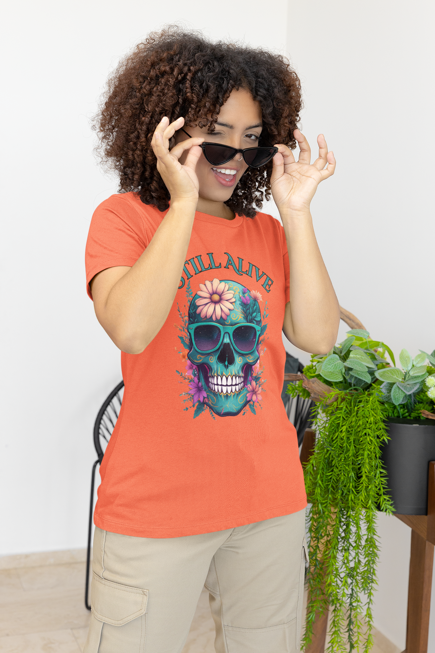 Skull Floral Graphic Tee - 'Still Alive' Unisex Jersey Shirt