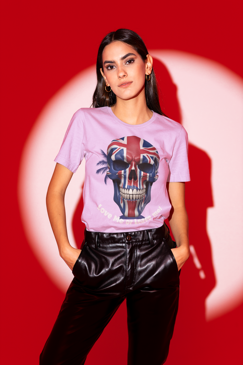 Patriotic British Skull Graphic Tee - Love Me or Leave Me, Casual Wear, Gift for Him/Her, Rock Style, Band Merchandise Round neck