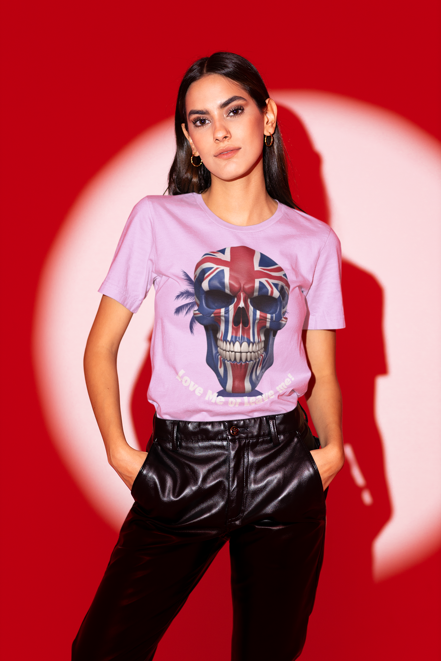 Patriotic British Skull Graphic Tee - Love Me or Leave Me, Casual Wear, Gift for Him/Her, Rock Style, Band Merchandise Round neck
