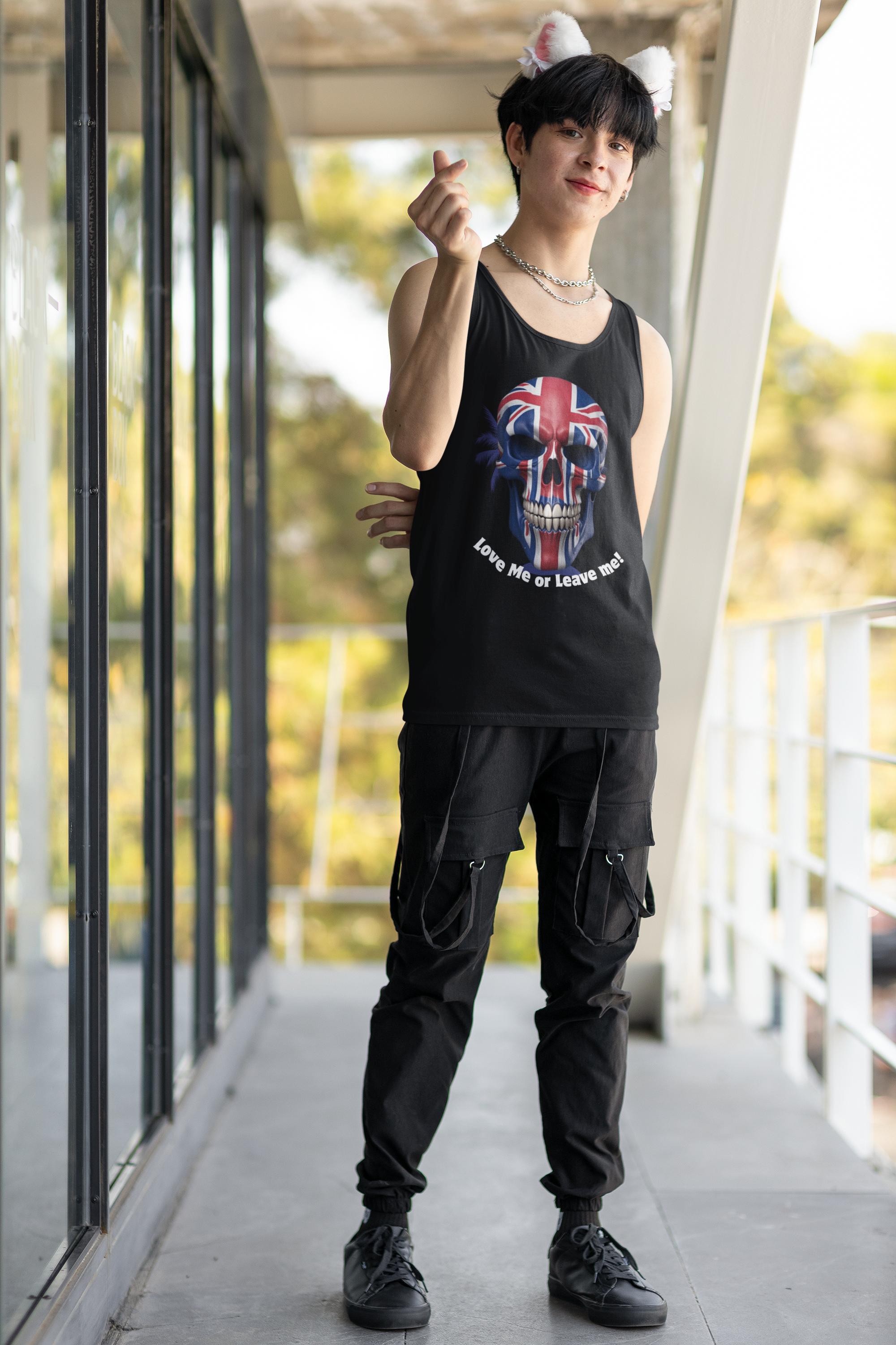 Union Jack Skull Unisex Jersey Tank - Love Me or Leave Me, Festival Top, Summer Wear, Music Event Shirt, Edgy Fashion