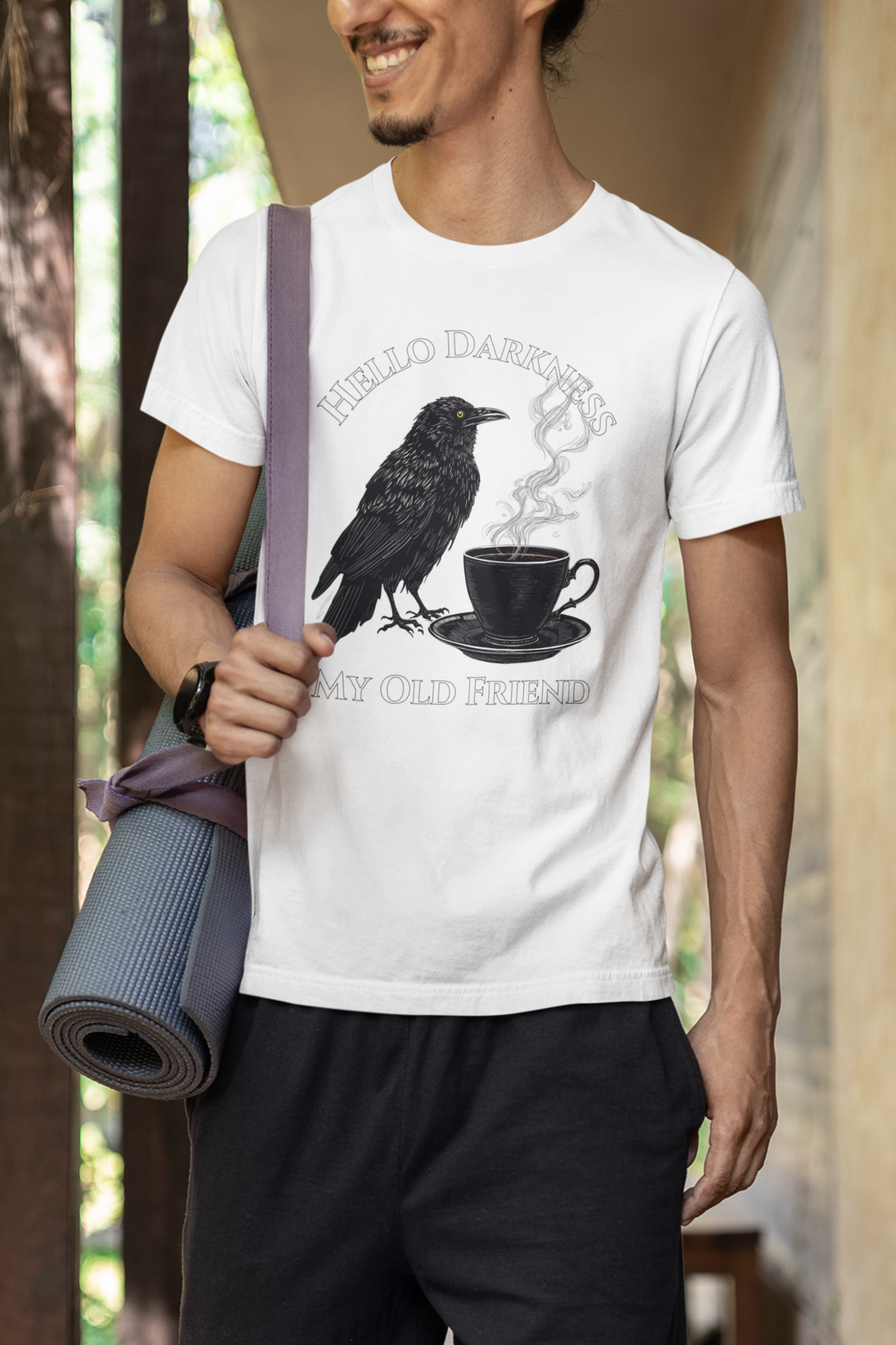 Hello Darkness My Old Friend Raven Coffee T‑Shirt