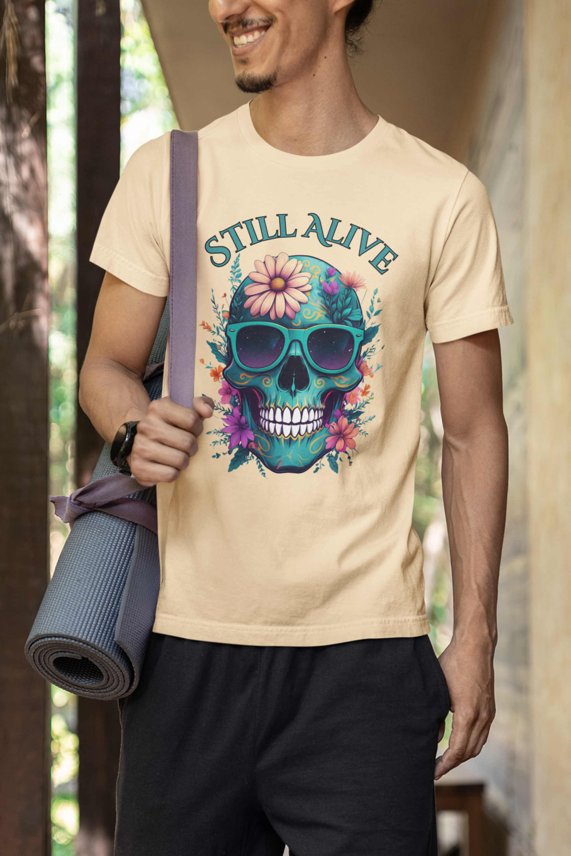Skull Floral Graphic Tee - 'Still Alive' Unisex Jersey Shirt