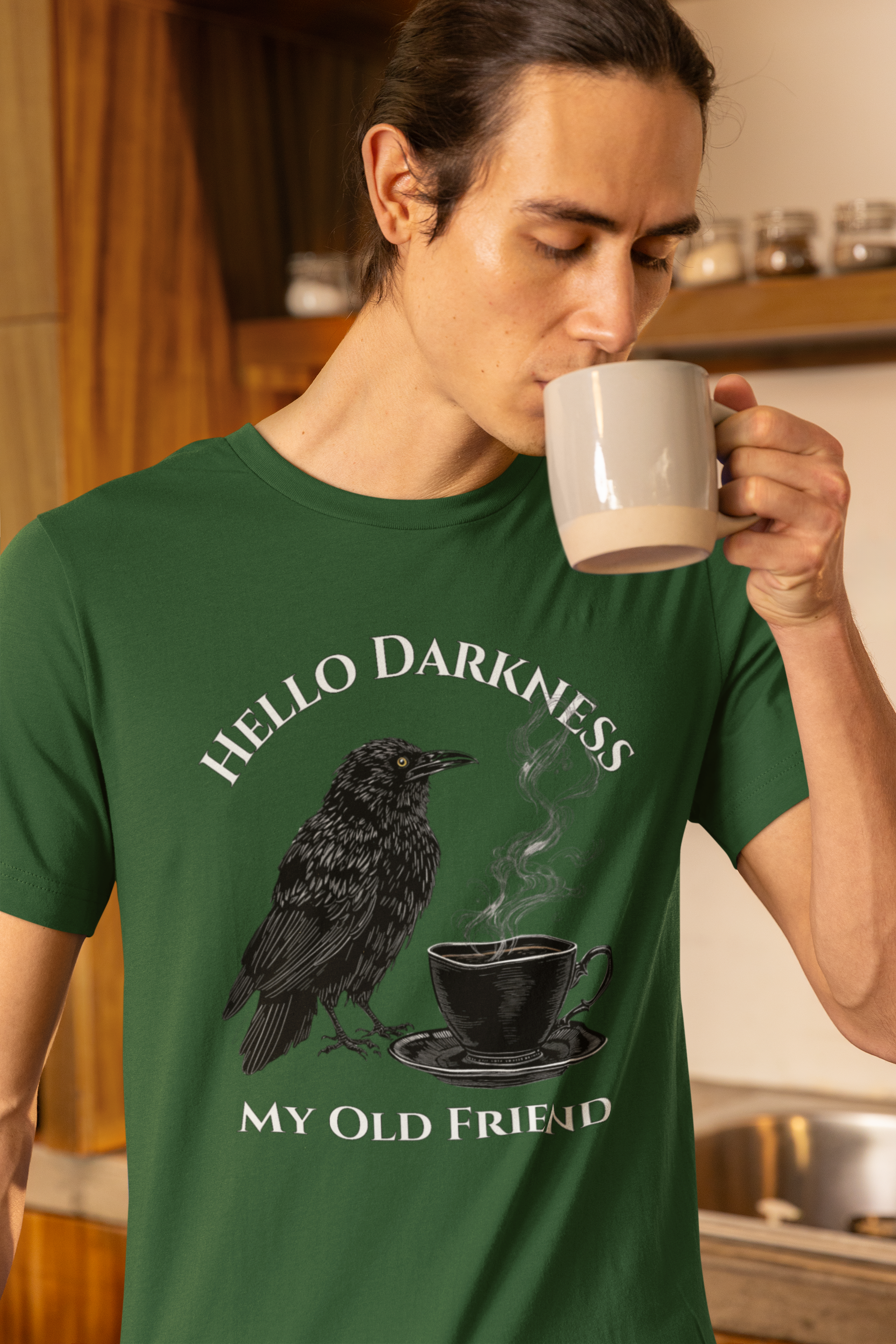 Hello Darkness My Old Friend Raven Coffee T‑Shirt