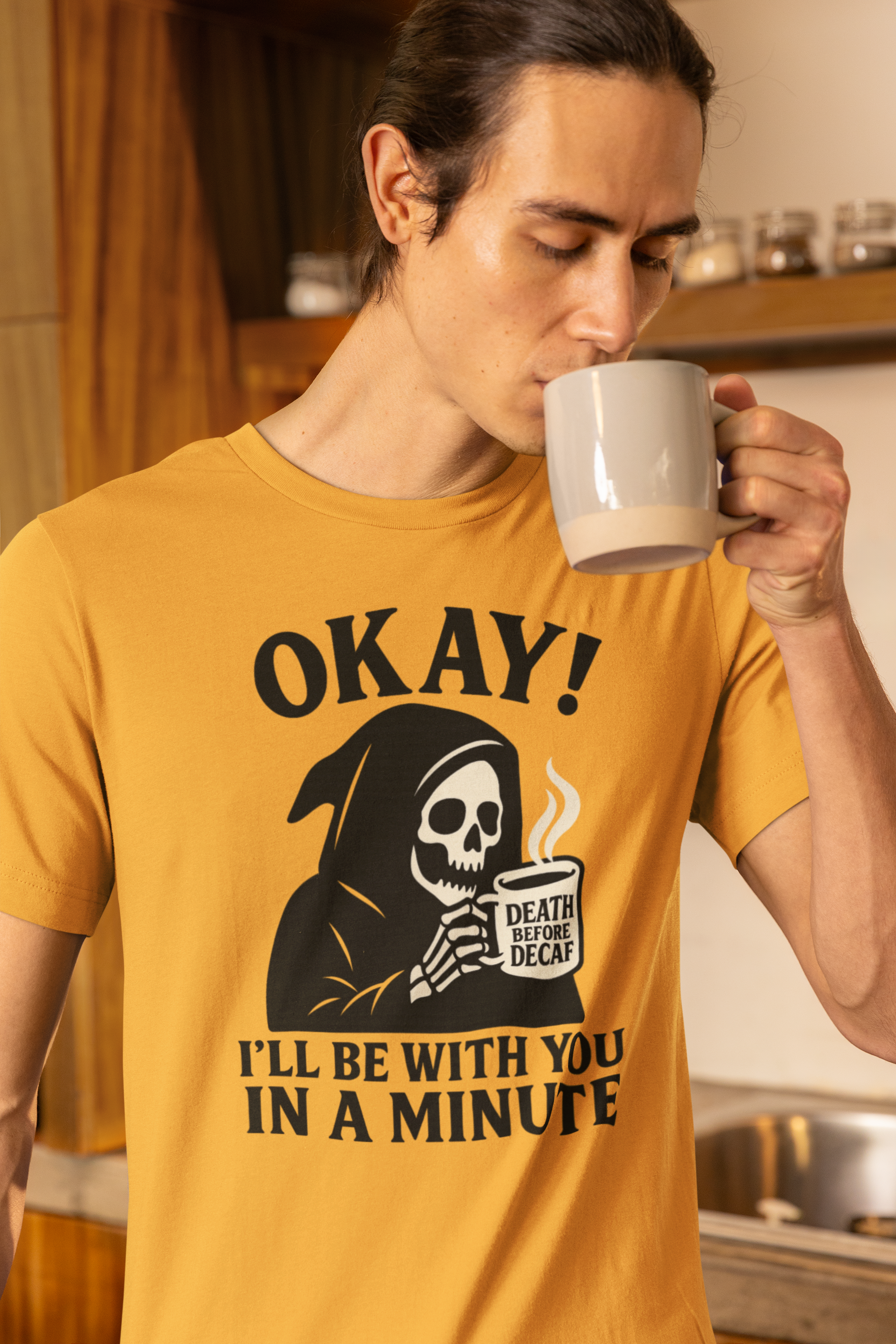 Funny Grim Reaper T-Shirt, Unisex Heavy Cotton Tee for Halloween, Gift for Friends, Skull Design, Quirky Casual Wear