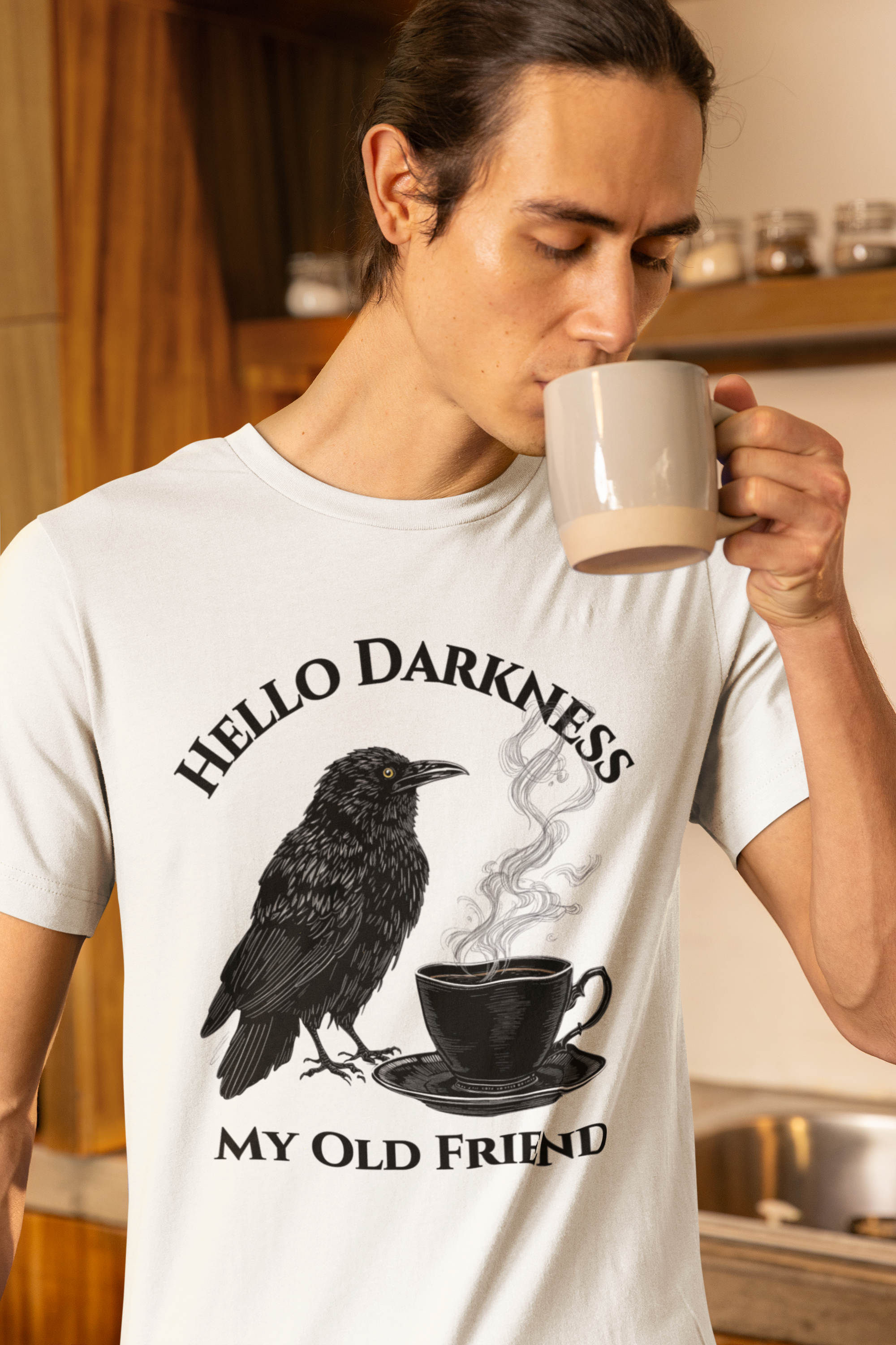 Hello Darkness My Old Friend Raven Coffee Tee