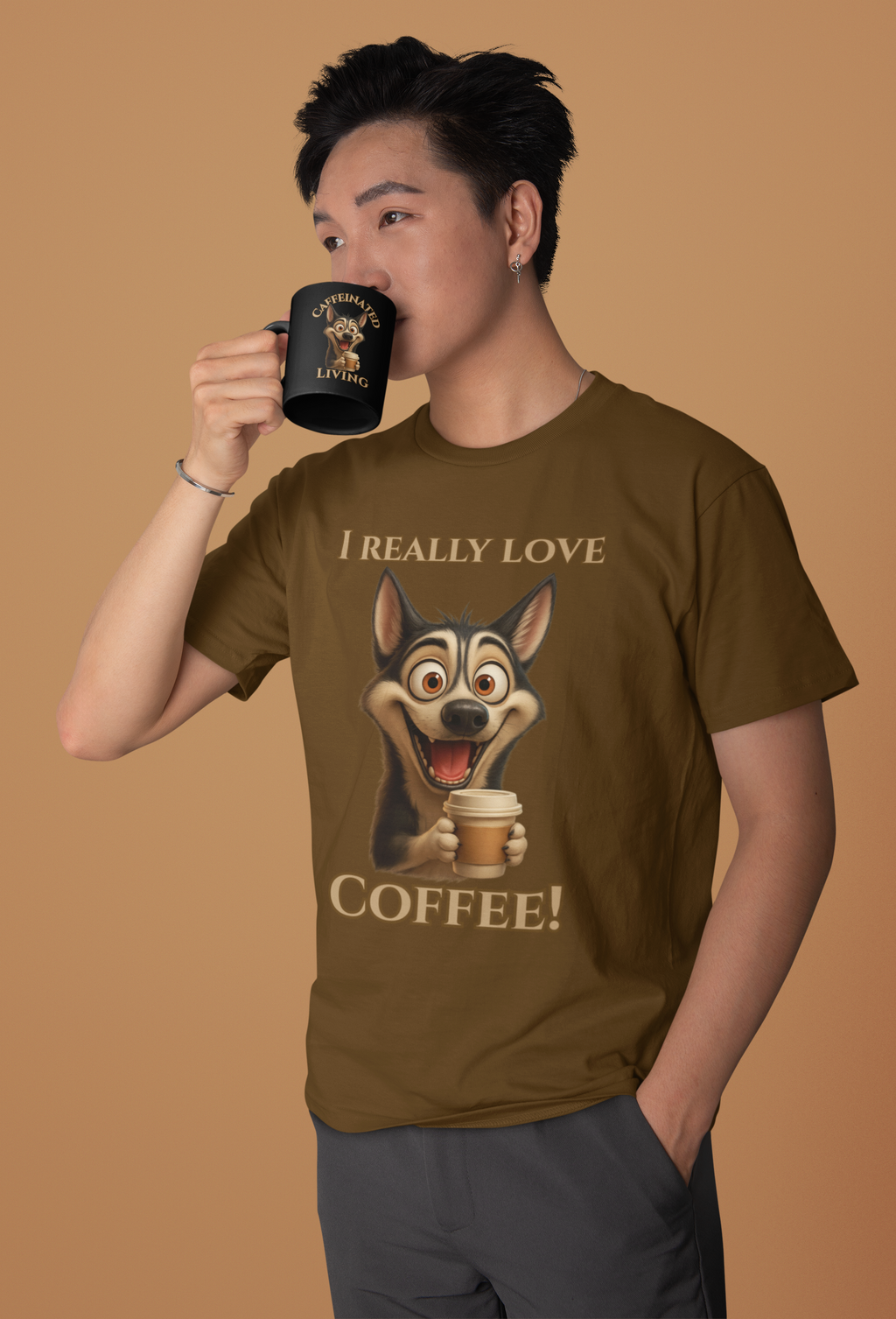 Coffee-Loving Dog Unisex Tee
