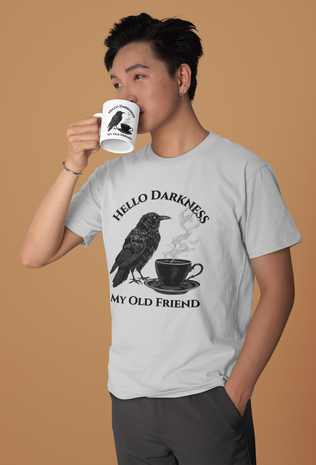 Hello Darkness My Old Friend Raven Coffee Tee