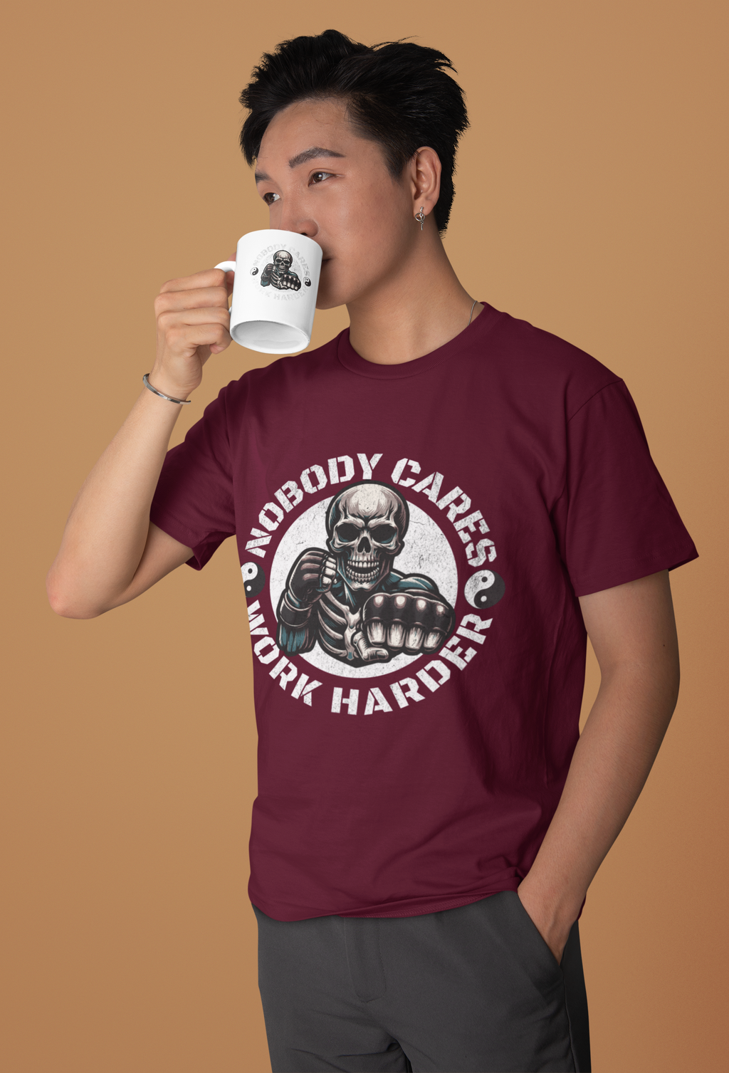 Nobody Cares Work Harder Skull T-Shirt