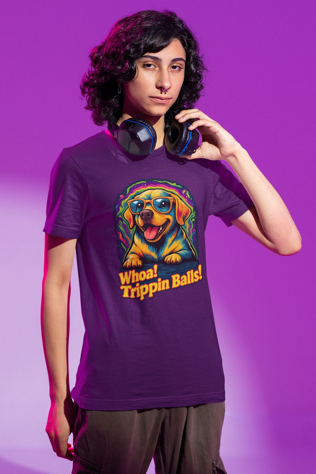 Funny Dog Graphic Tee - "Whoa! Trippin Balls!" Unisex Jersey Shirt