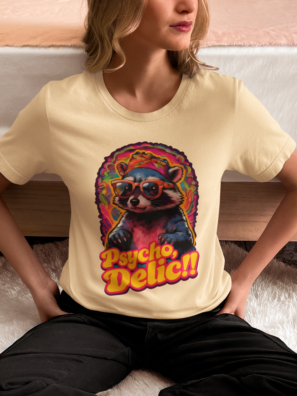 Stay Groovy Raccoon Tee - Unisex Jersey Short Sleeve T-Shirt