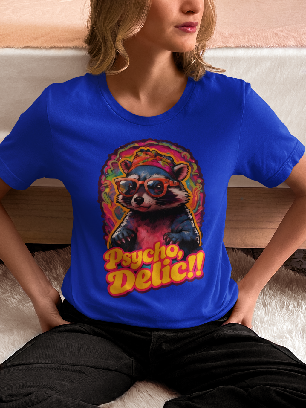 Psycho Delic Raccoon Tee - Unisex Jersey Short Sleeve T-Shirt