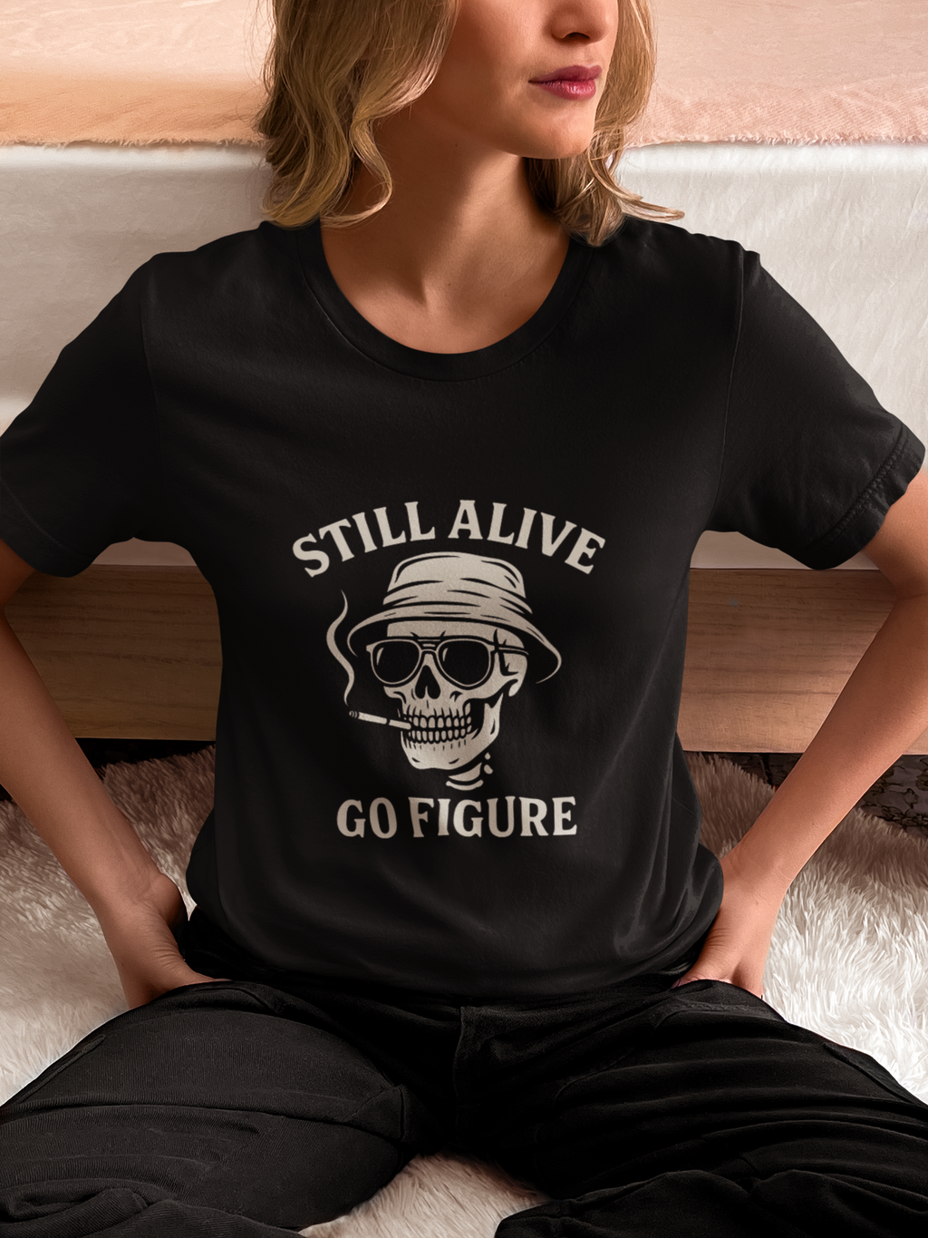 Still Alive Skull Tee — "Still Alive Go Figure" Graphic T-Shirt