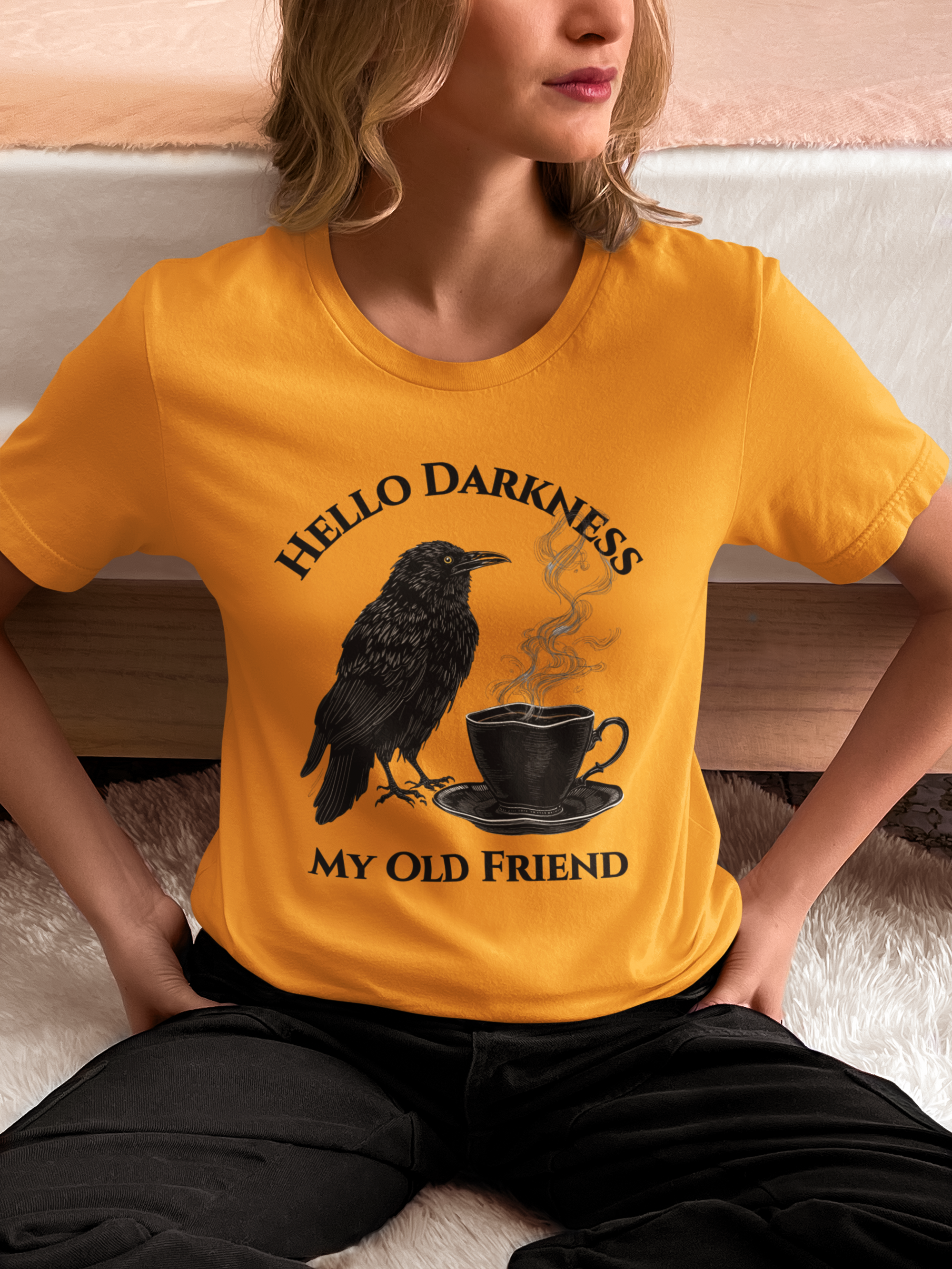 Hello Darkness My Old Friend Raven Coffee Tee
