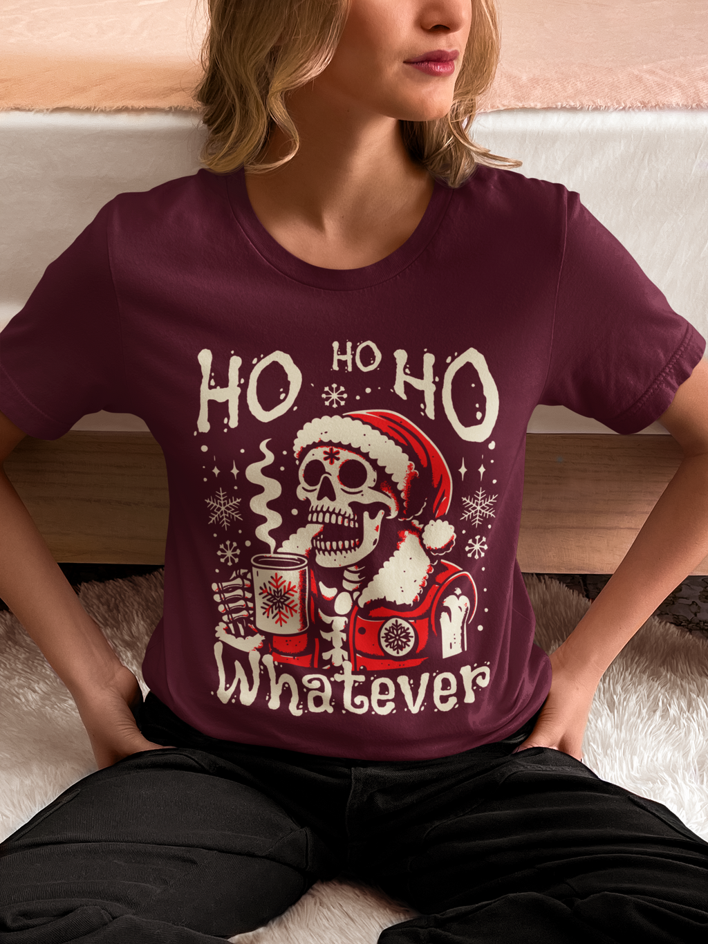 Skull Santa 'Ho Ho Whatever' Christmas Tee