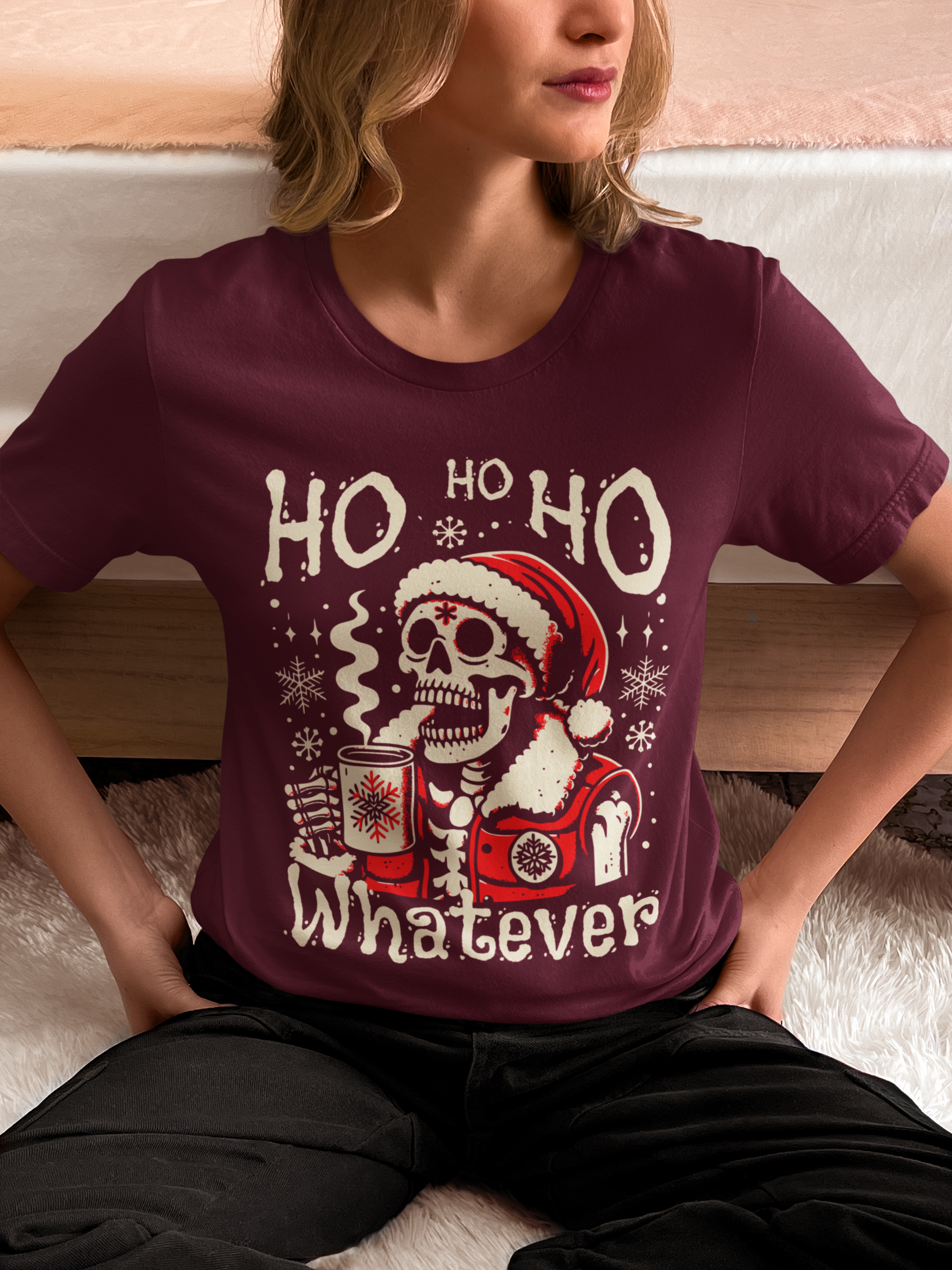 Skull Santa 'Ho Ho Whatever' Christmas Tee
