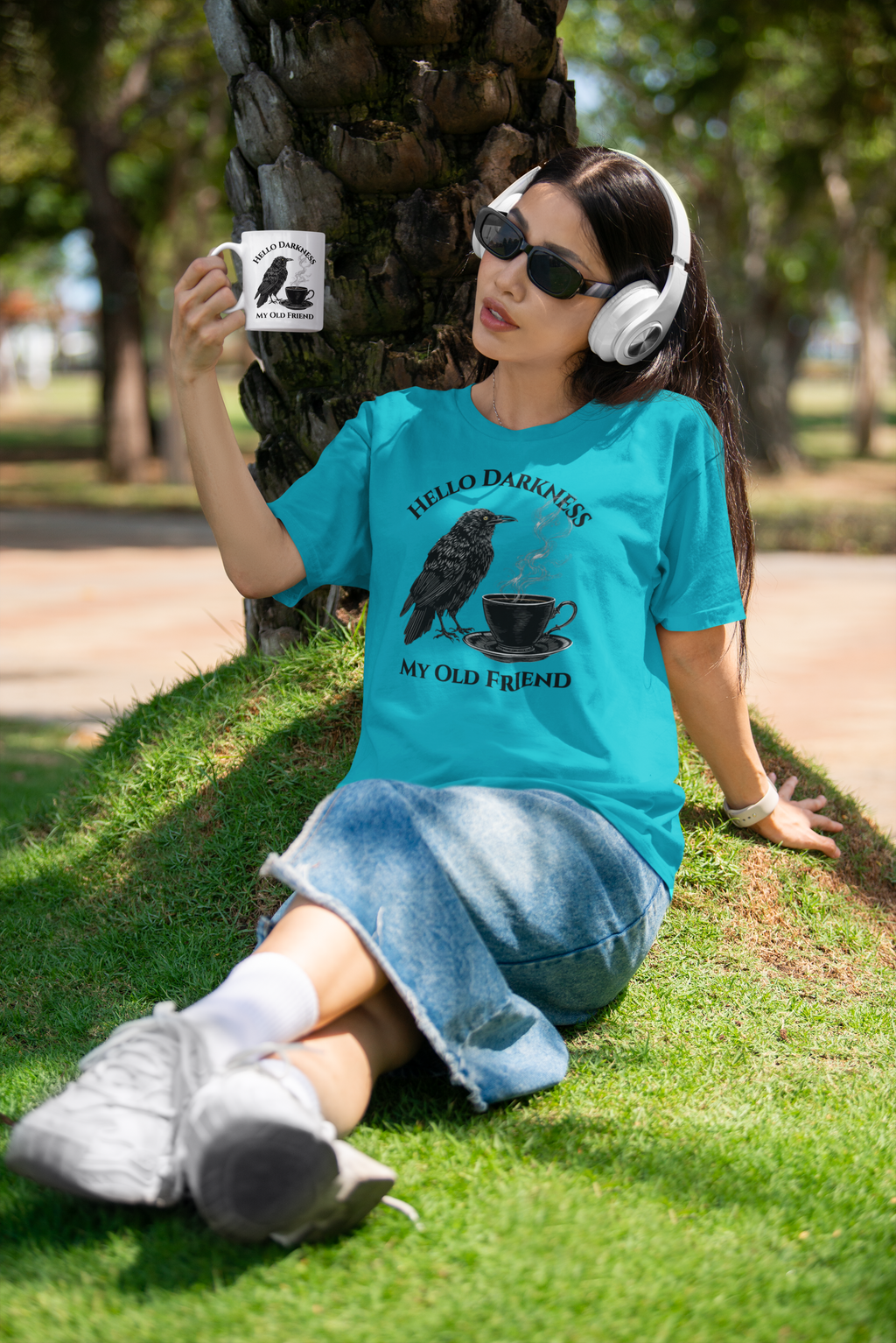 Hello Darkness My Old Friend Raven Coffee Tee