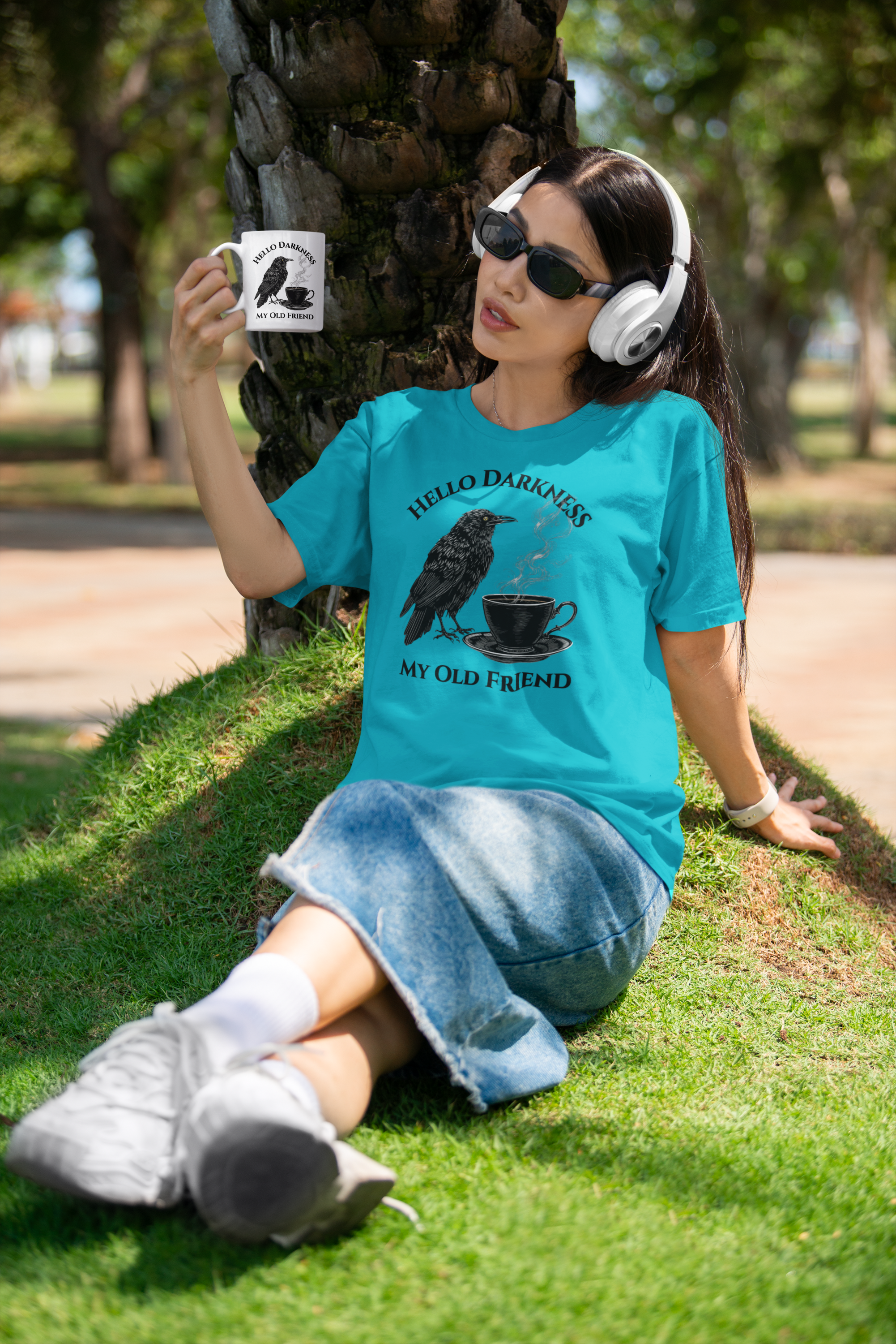 Hello Darkness My Old Friend Raven Coffee Tee