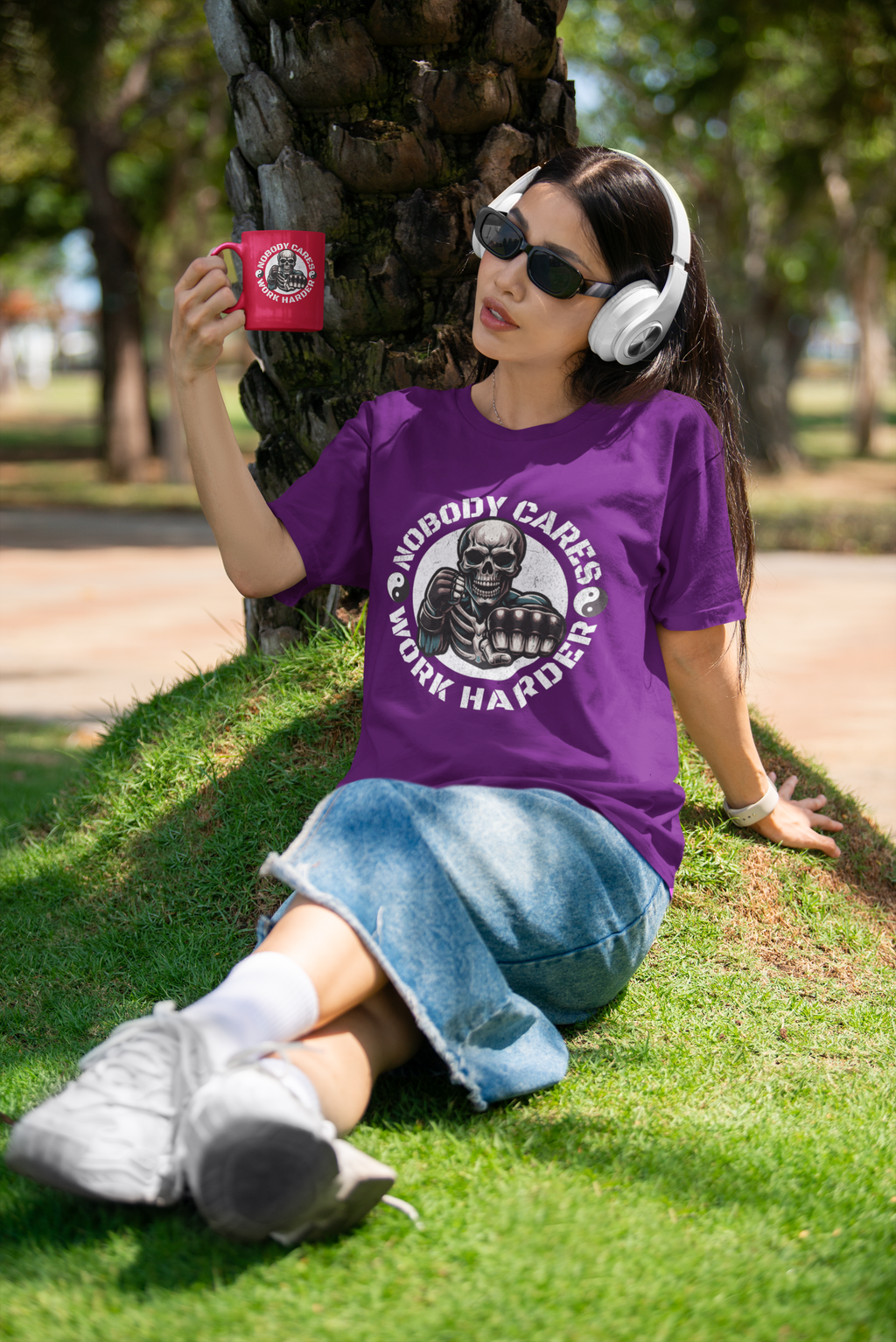 Nobody Cares Work Harder Skull T-Shirt