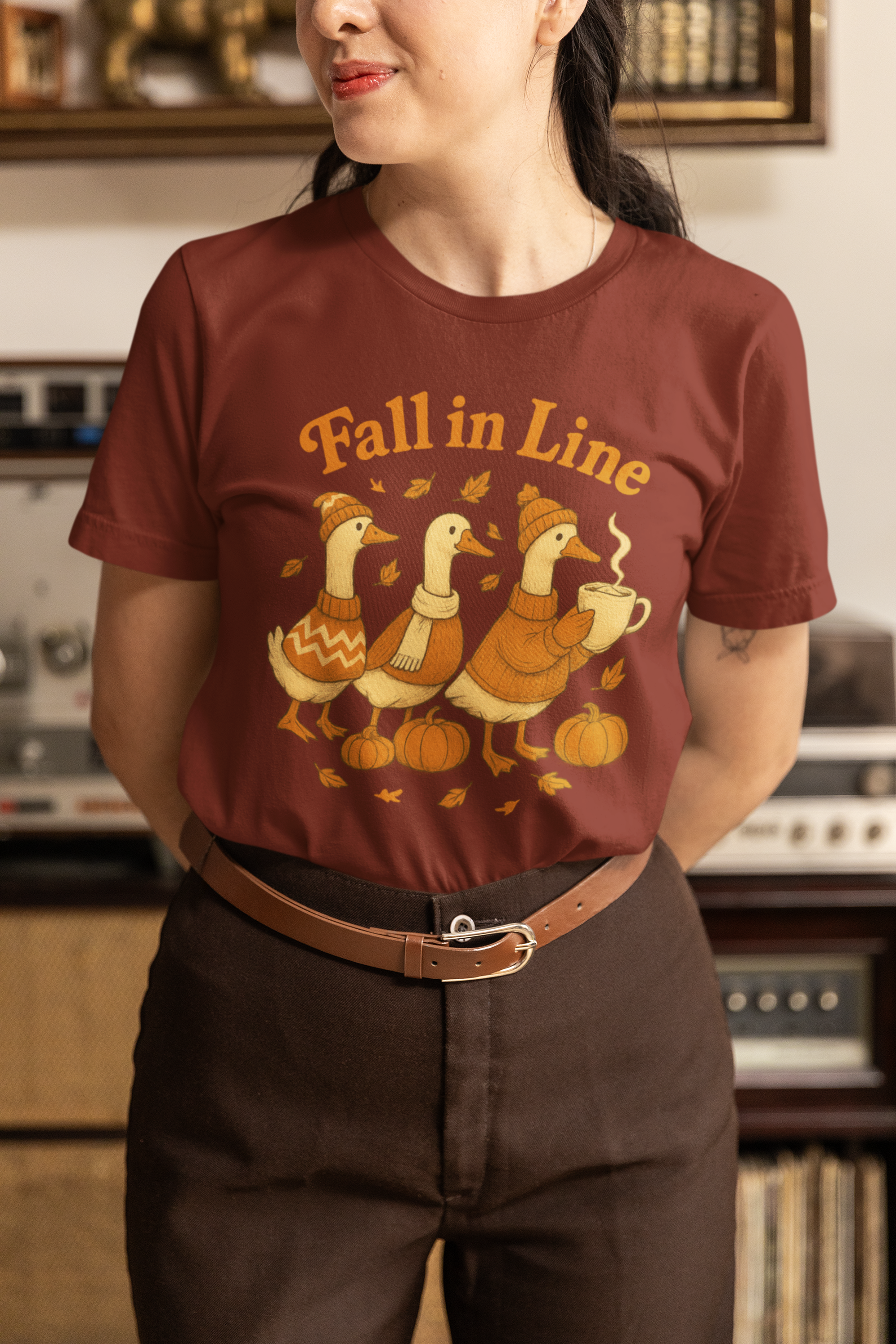 Fall in Line Unisex Tee - Cozy Autumn Graphic T-Shirt