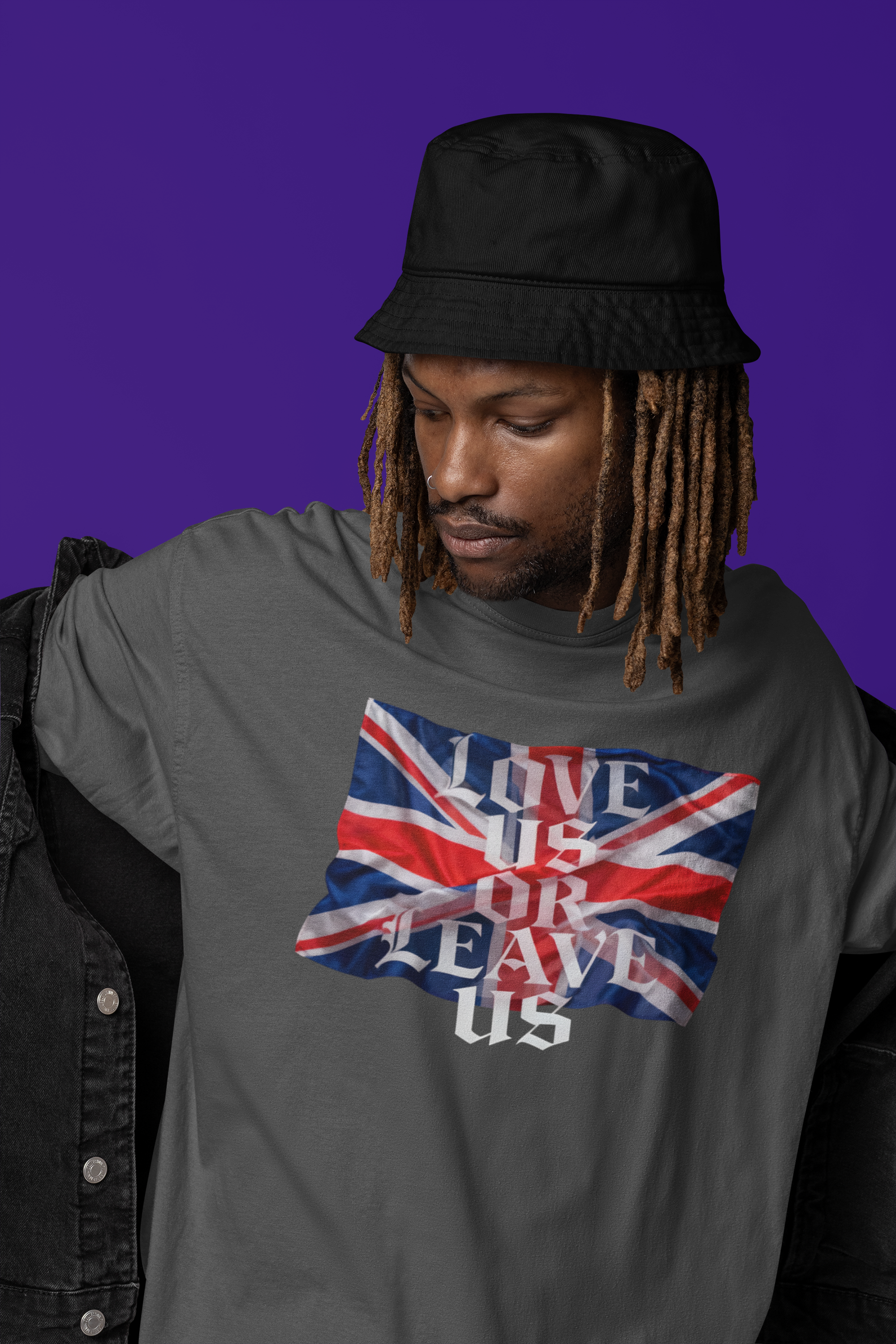 Union Flag Statement Tee, Love Us or Leave Us T-Shirt, British Pride Apparel, Unisex Cotton Shirt, Ideal for Festivals, Casual Wear