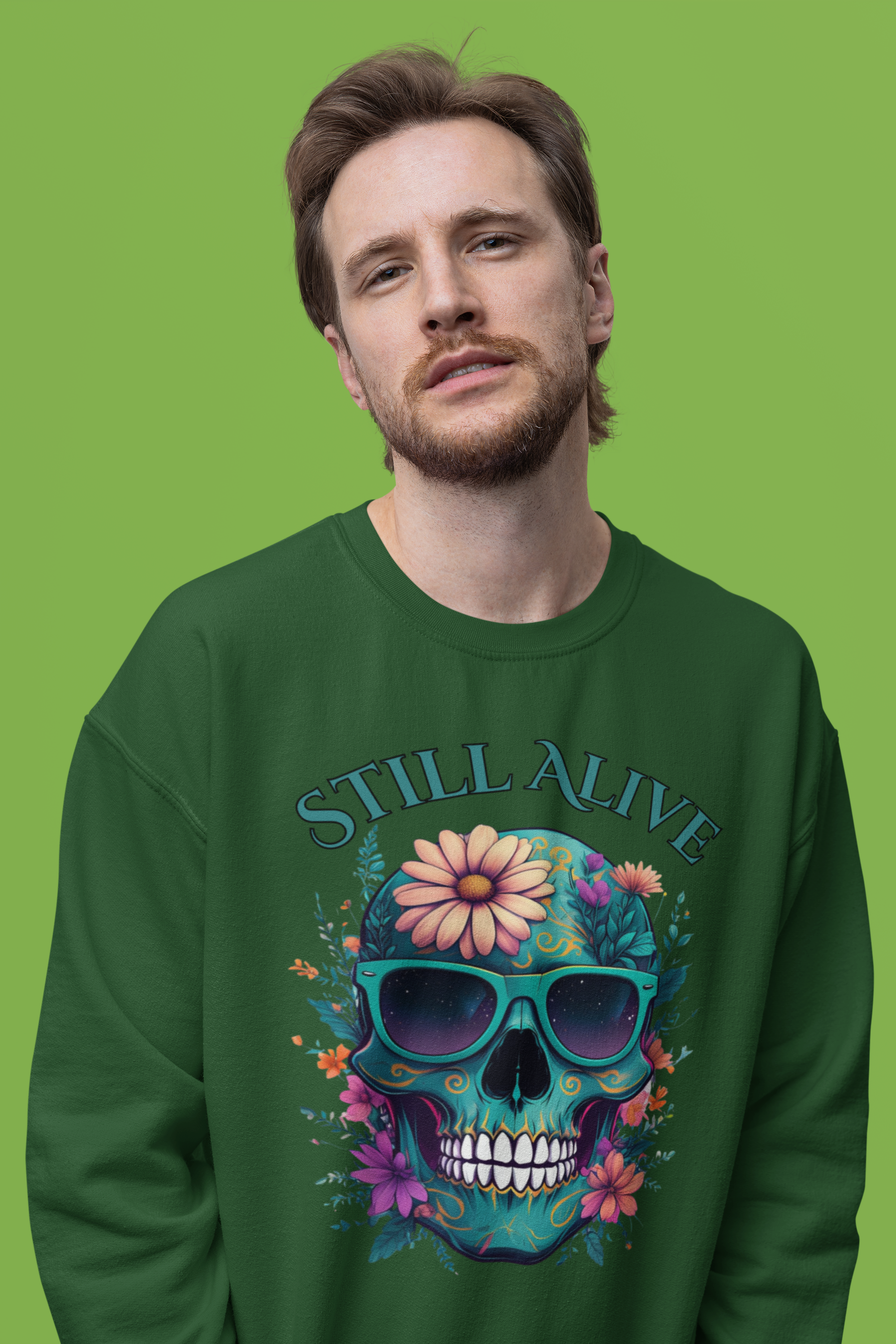 Still Alive Skull Floral Crewneck Sweatshirt