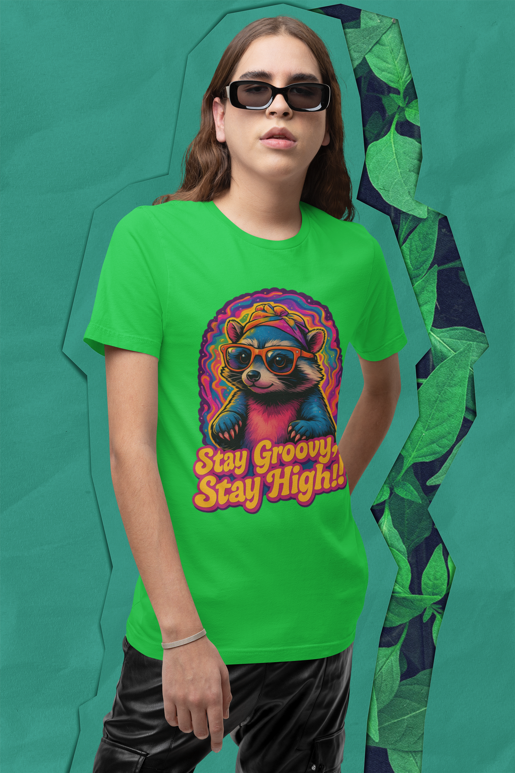 Stay Groovy Raccoon Tee - Unisex Jersey Short Sleeve T-Shirt