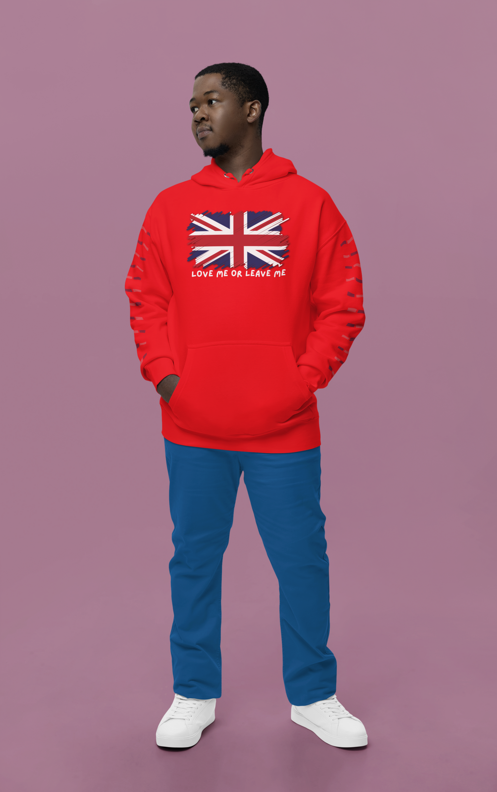 Union Jack Graphic Hoodie, British Pride Sweatshirt, Unisex College Apparel, Casual Everyday Wear, Great for Gifts