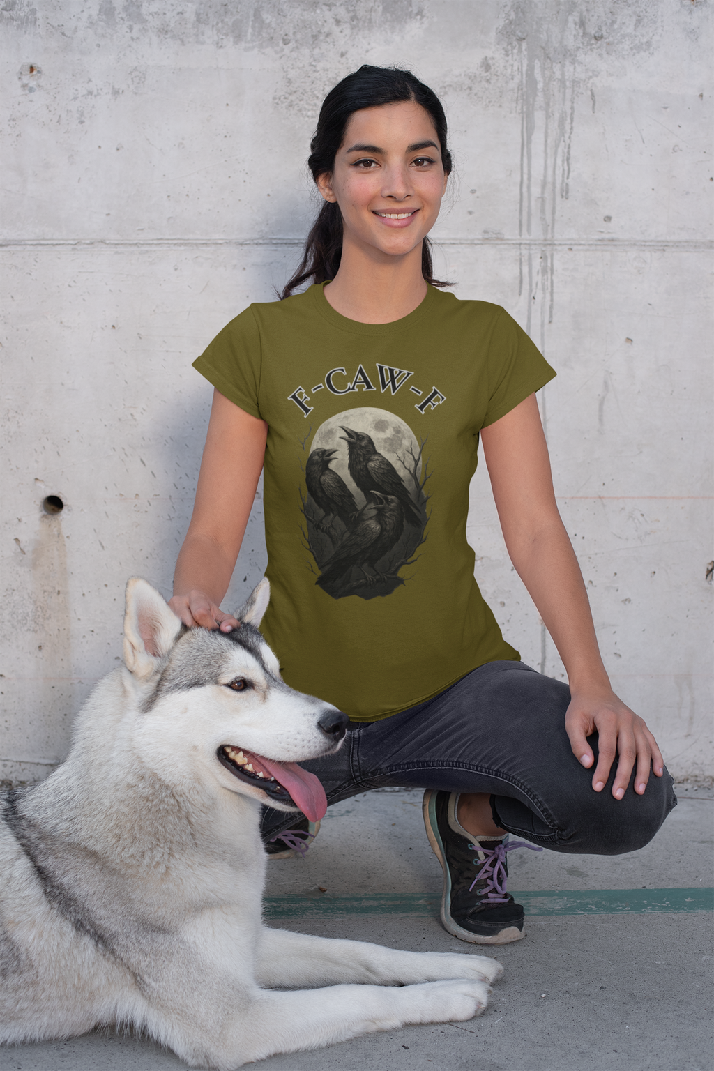 F-Caw-F Raven Graphic T-Shirt, Unisex Softstyle Tee, Gothic Apparel, Halloween, Wearable Art, Gift for Bird Lovers, Casual Style