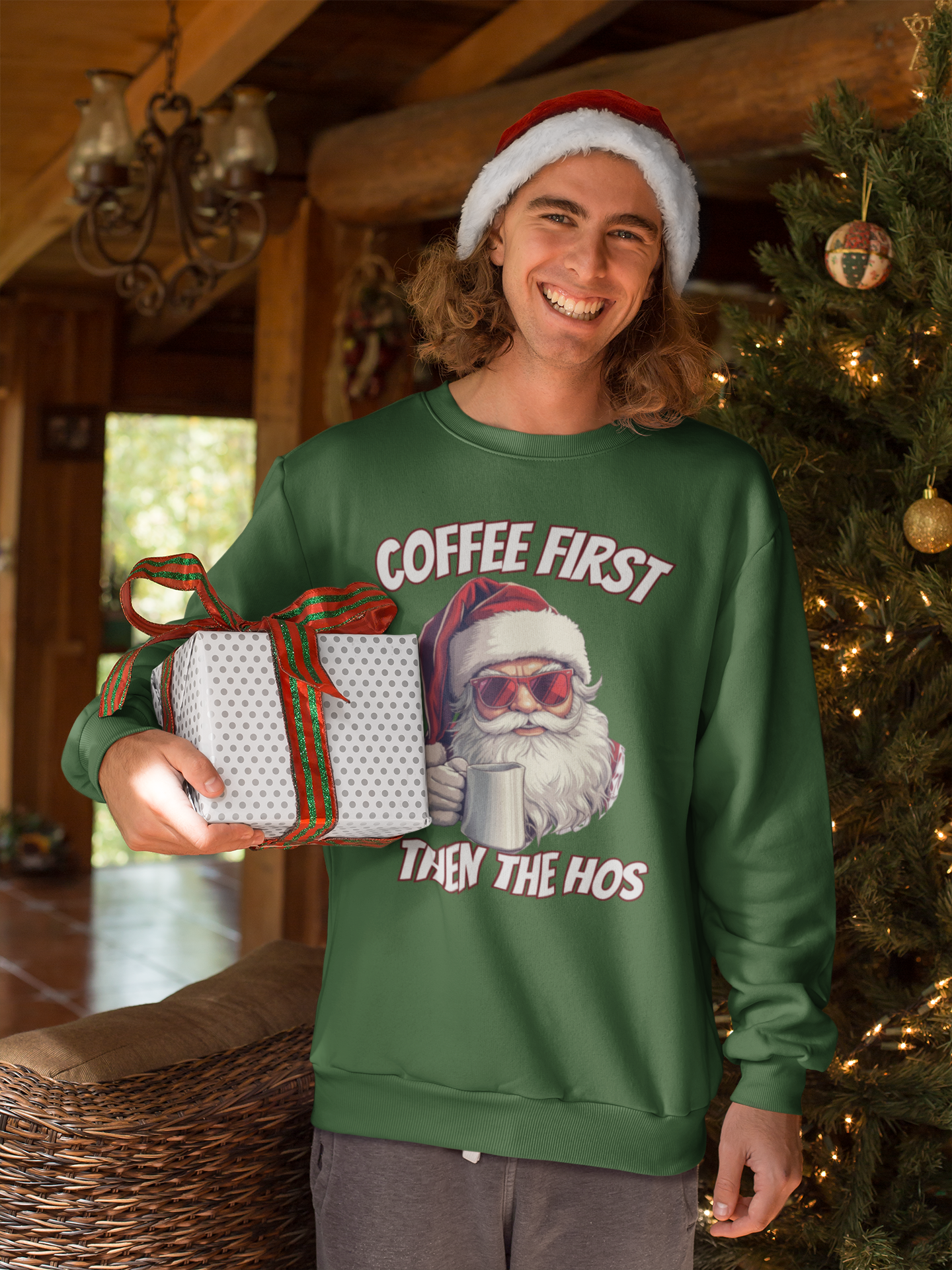 Santa Coffee First Crewneck Sweatshirt