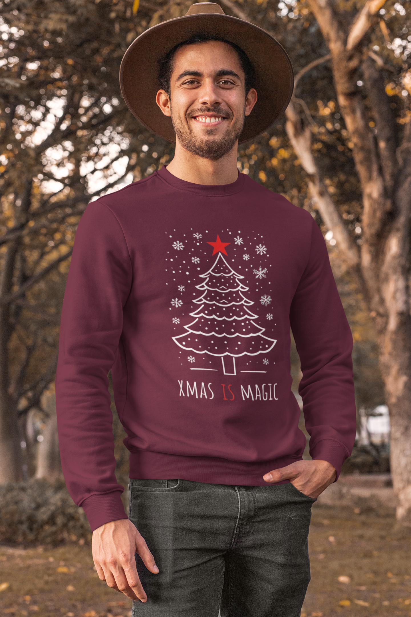 Christmas Tree Crewneck Sweatshirt — "Xmas Is Magic" Holiday Pullover