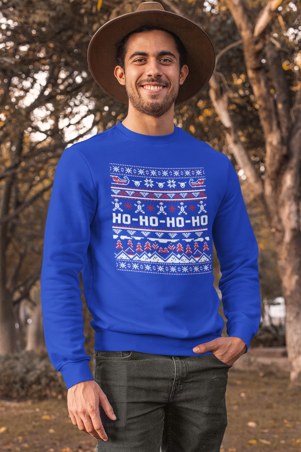 Christmas Ho-Ho-Ho Crewneck Sweatshirt — Festive Ugly Sweater Style