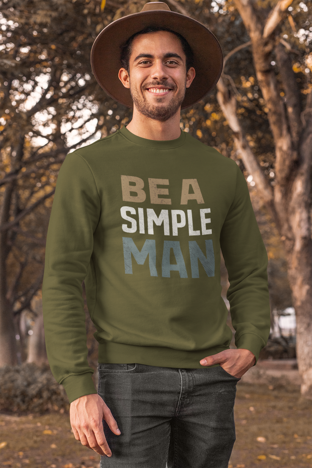 Be A Simple Man Crewneck Sweatshirt — Minimalist Men's Graphic Pullover
