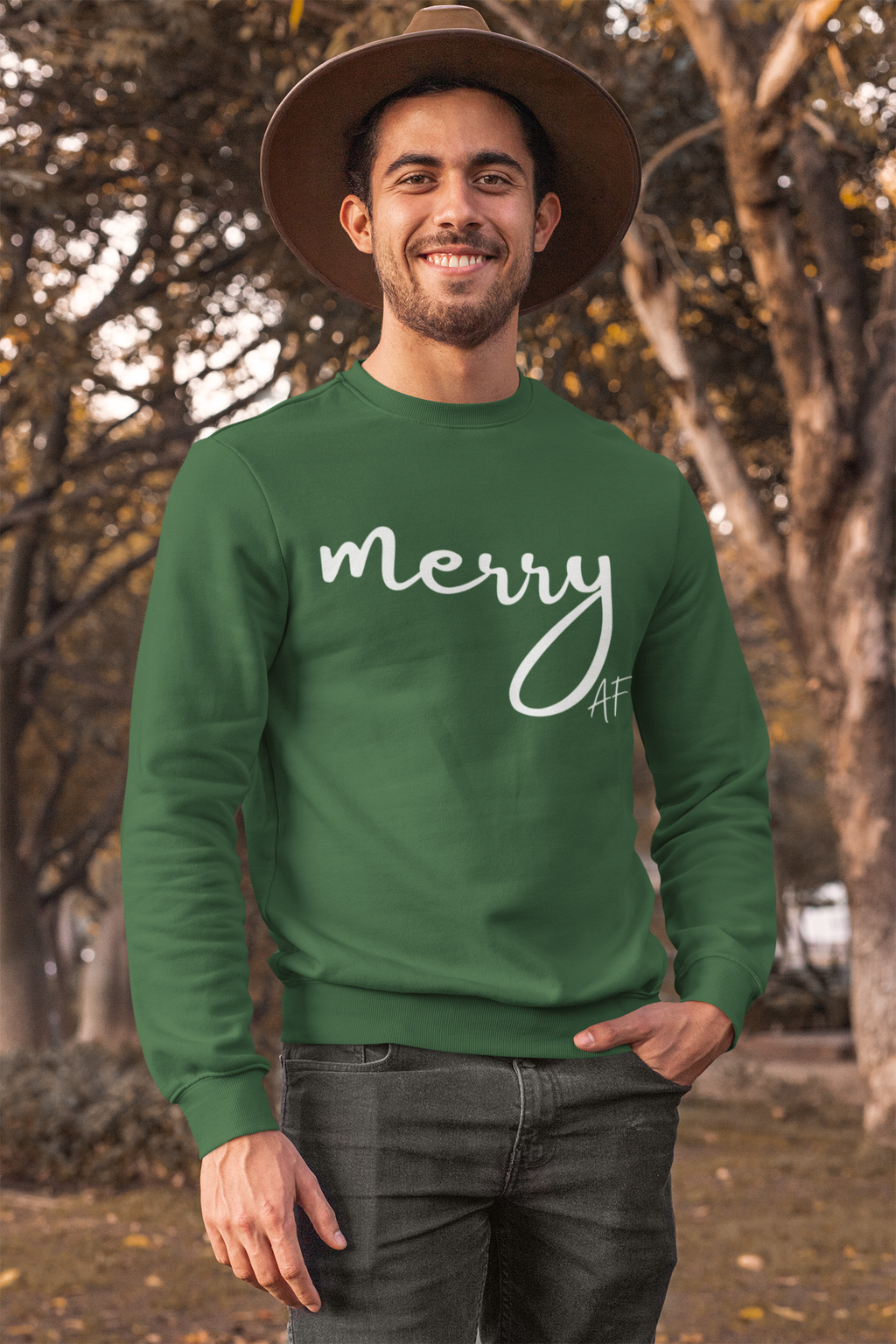 Merry AF Crewneck Sweatshirt – Funny Christmas Holiday Sweater