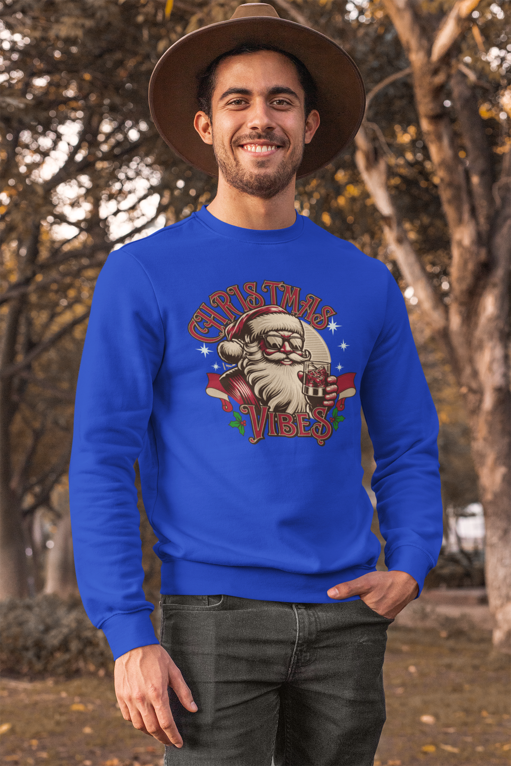 Sweatshirt — Retro Santa "Christmas Vibes" Holiday Crewneck