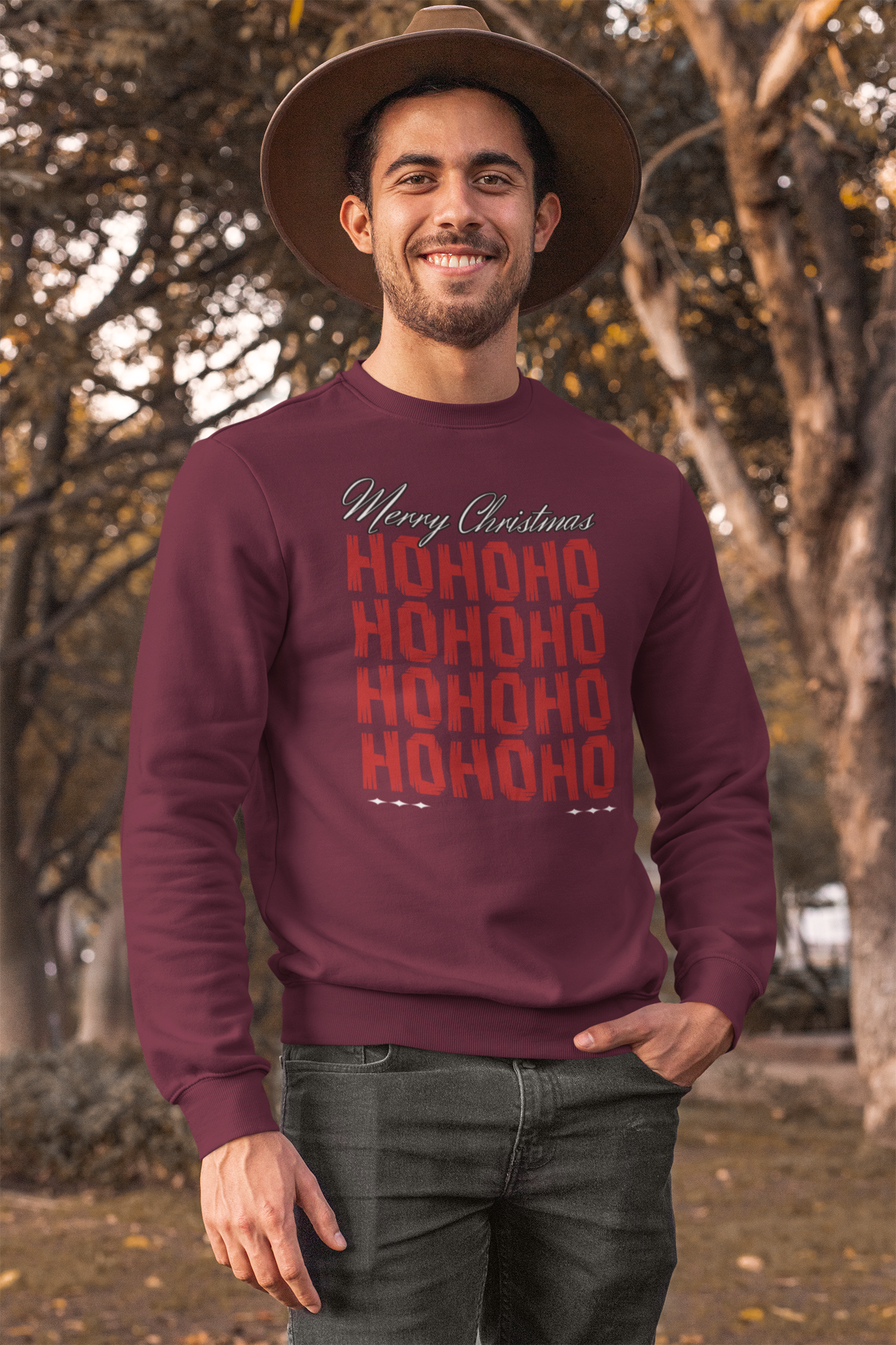 Christmas 'HO HO HO' Crewneck Sweatshirt – Merry Christmas Plaid Holiday Sweater