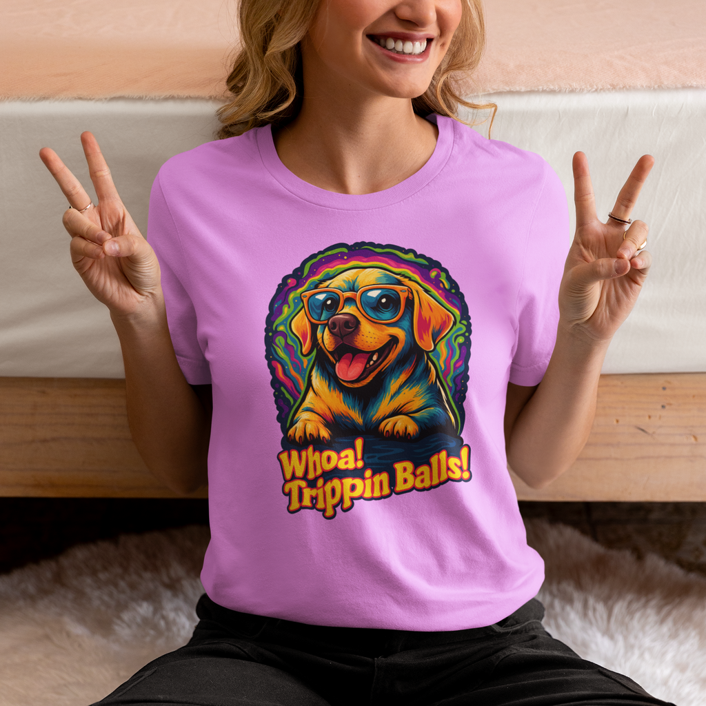 Funny Dog Graphic Tee - "Whoa! Trippin Balls!" Unisex Jersey Shirt