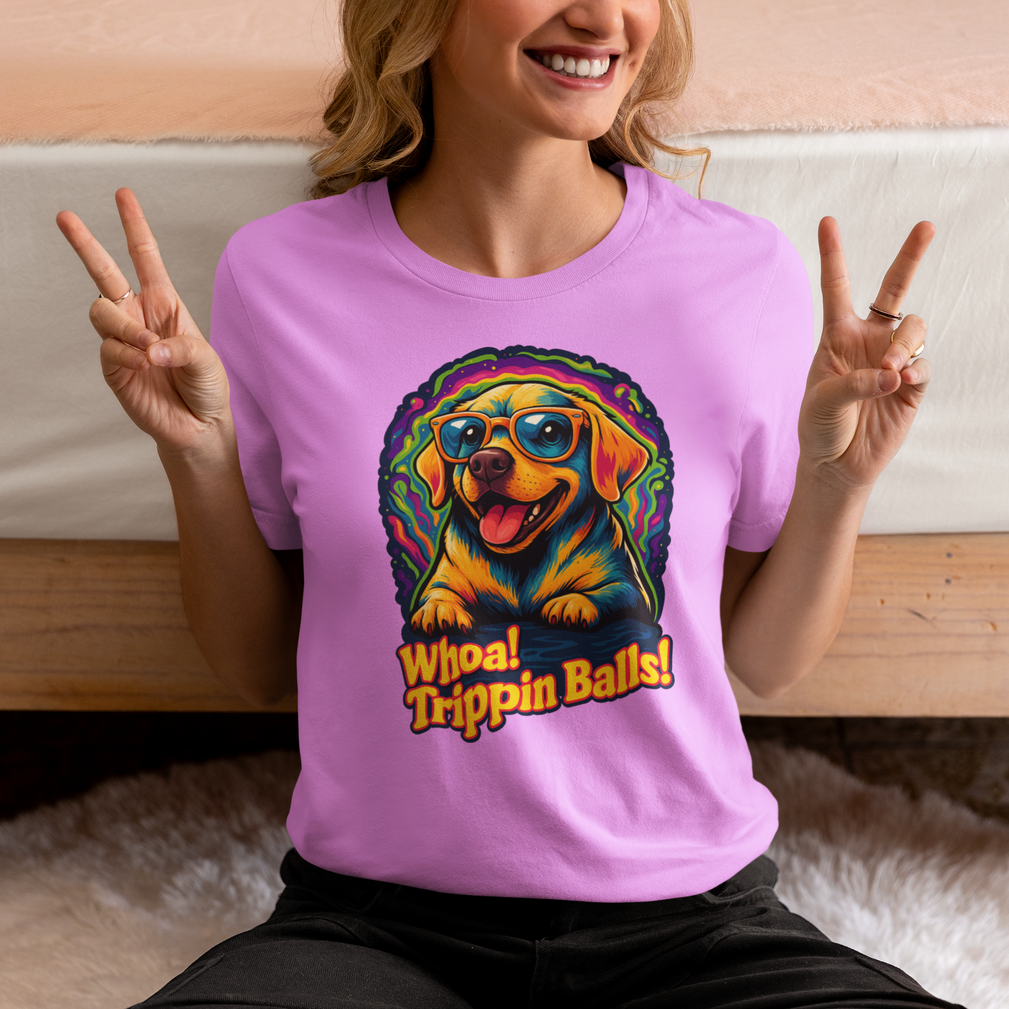 Funny Dog Graphic Tee - "Whoa! Trippin Balls!" Unisex Jersey Shirt