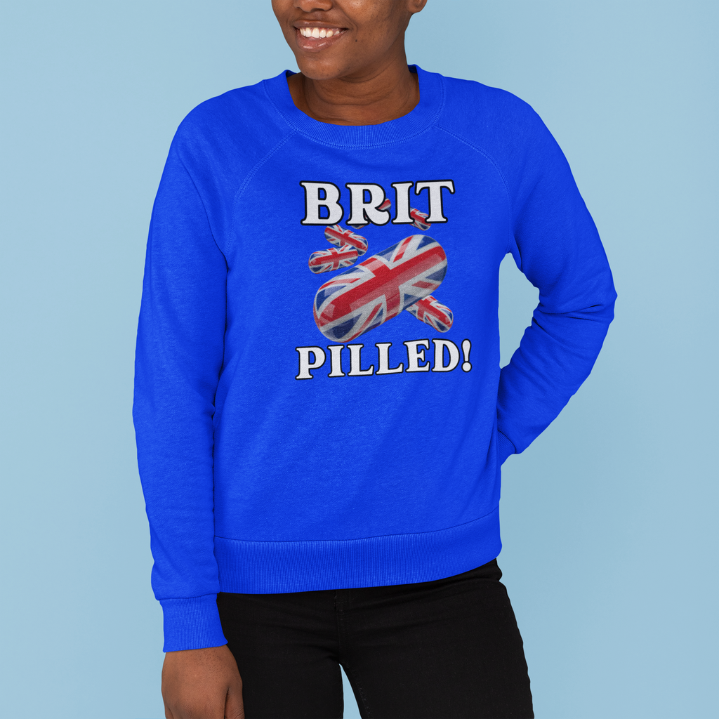 Unisex Sweatshirt with British Flag Design | Brit Pilled | Casual Wear, Unique Gift, Travel Souvenir, Statement Clothing